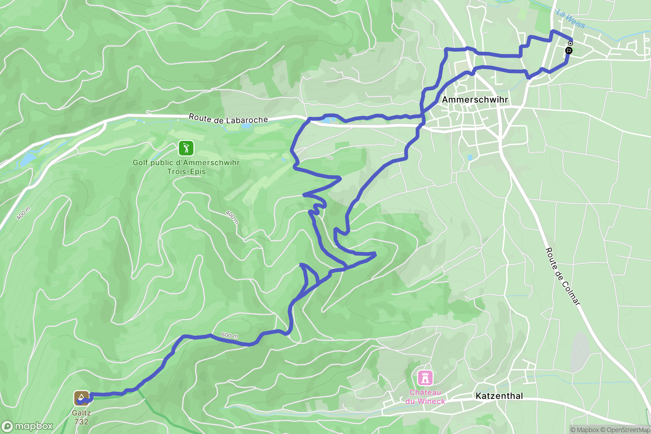 Ammerschwihr : carte du parcours de randonnée - France