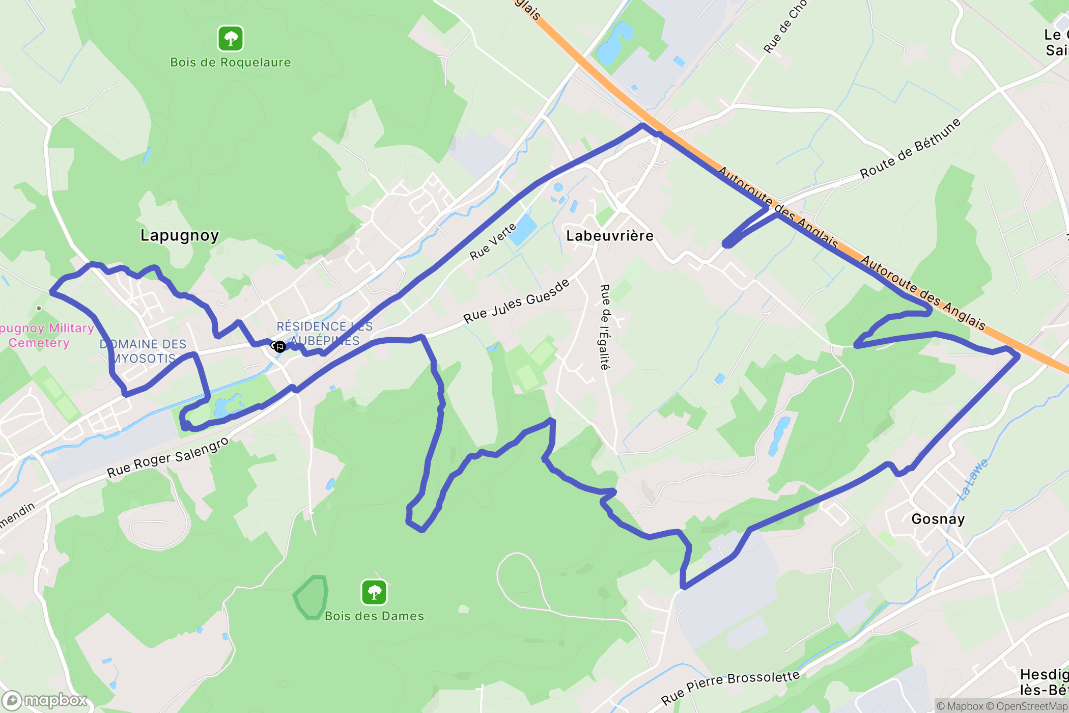 Lapugnoy : carte du parcours de randonnée - France