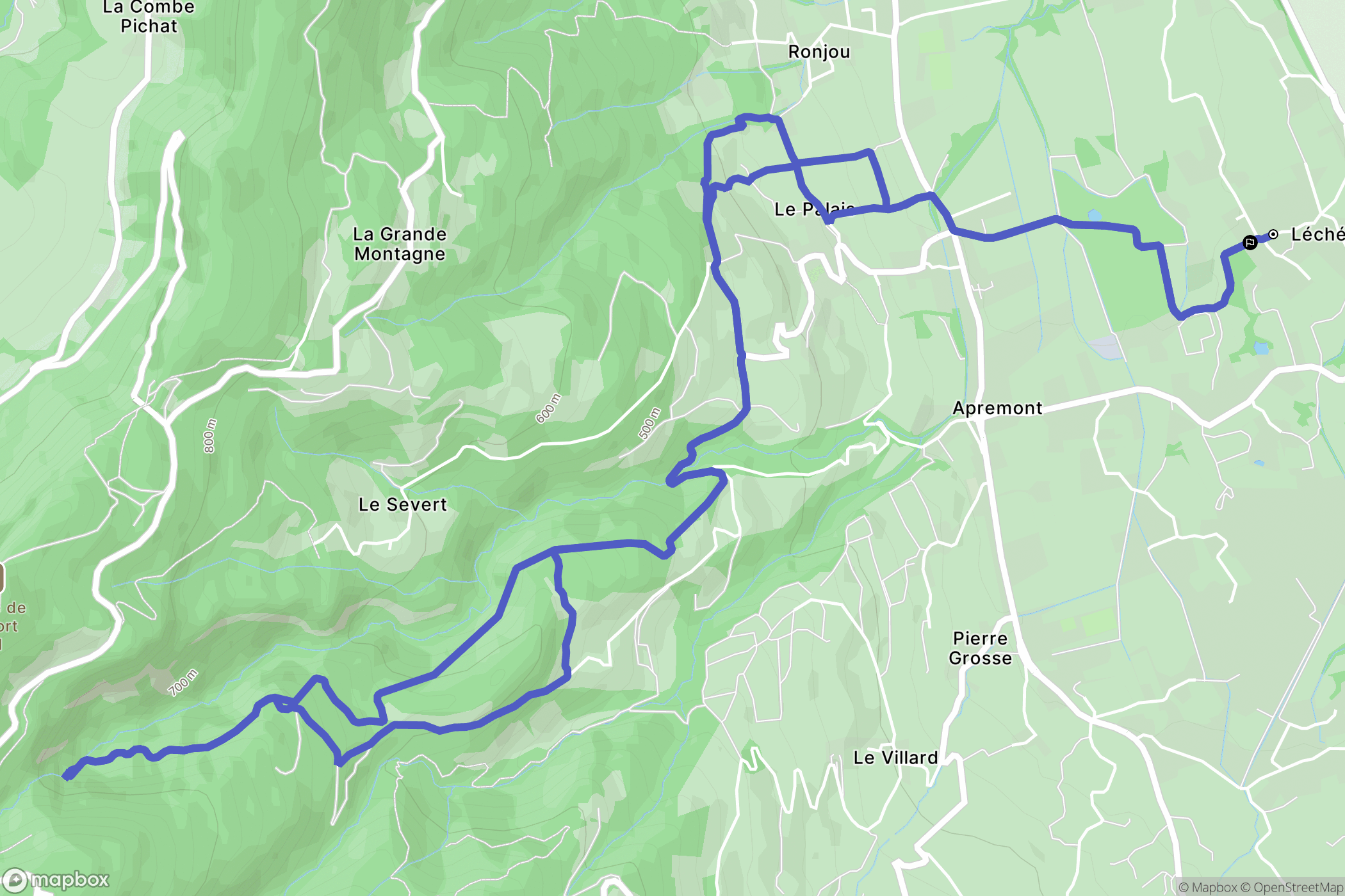 Myans : carte du parcours de randonnée - France
