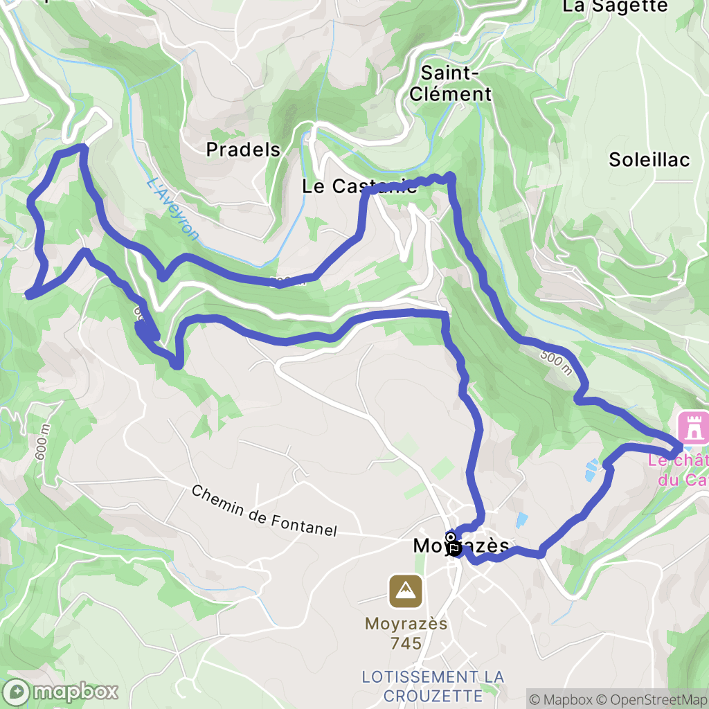 Moyrazès : carte du parcours de randonnée - France