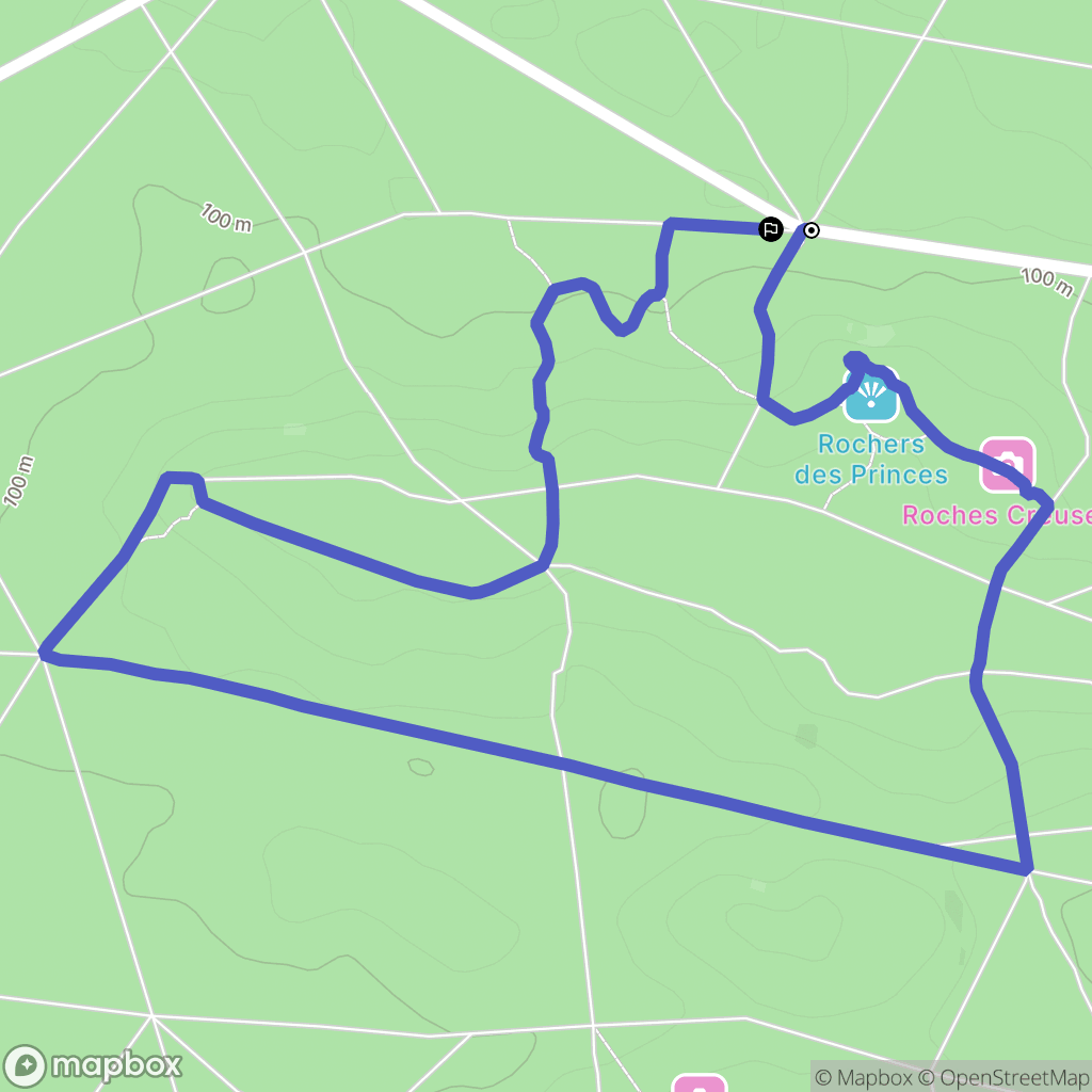 Fontainebleau : carte du parcours de randonnée - France