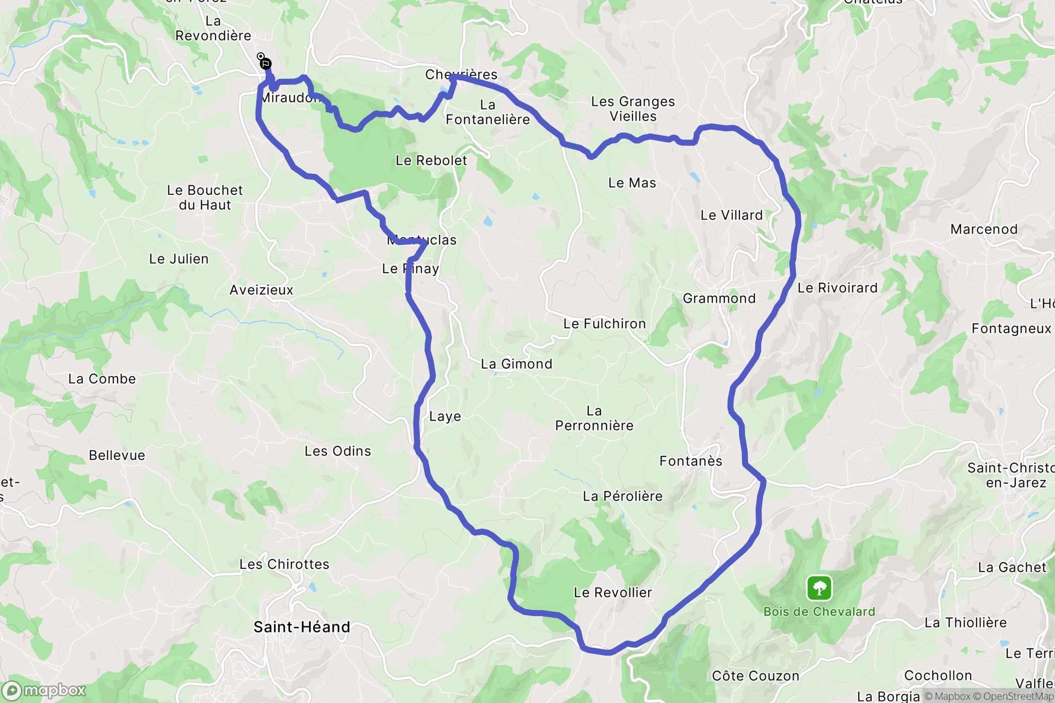 Saint-Médard-en-Forez : carte du parcours de randonnée - France