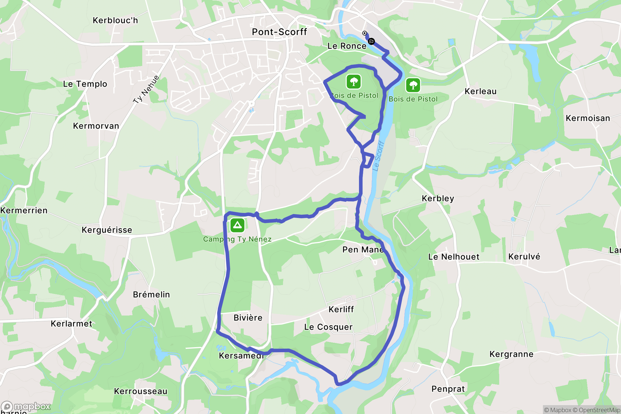 Cléguer : carte du parcours de randonnée - France