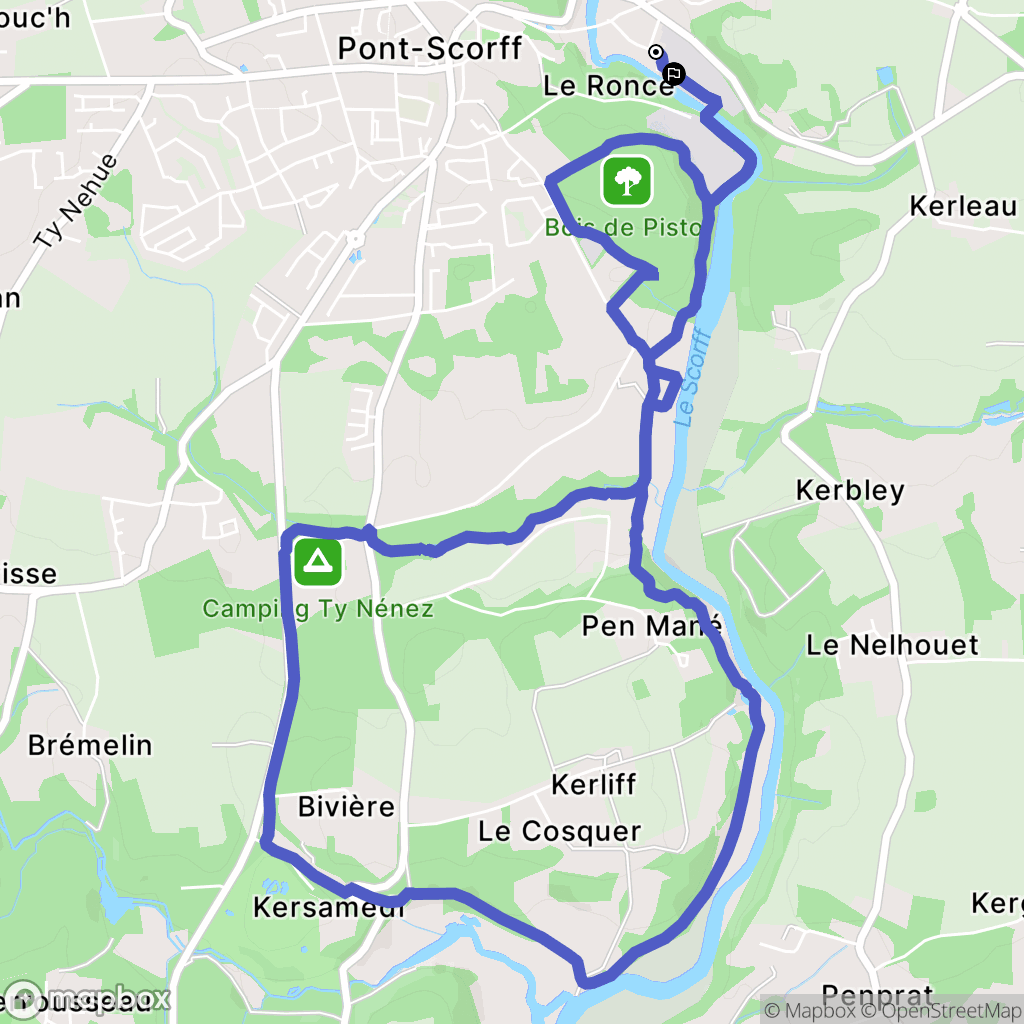 Cléguer : carte du parcours de randonnée - France