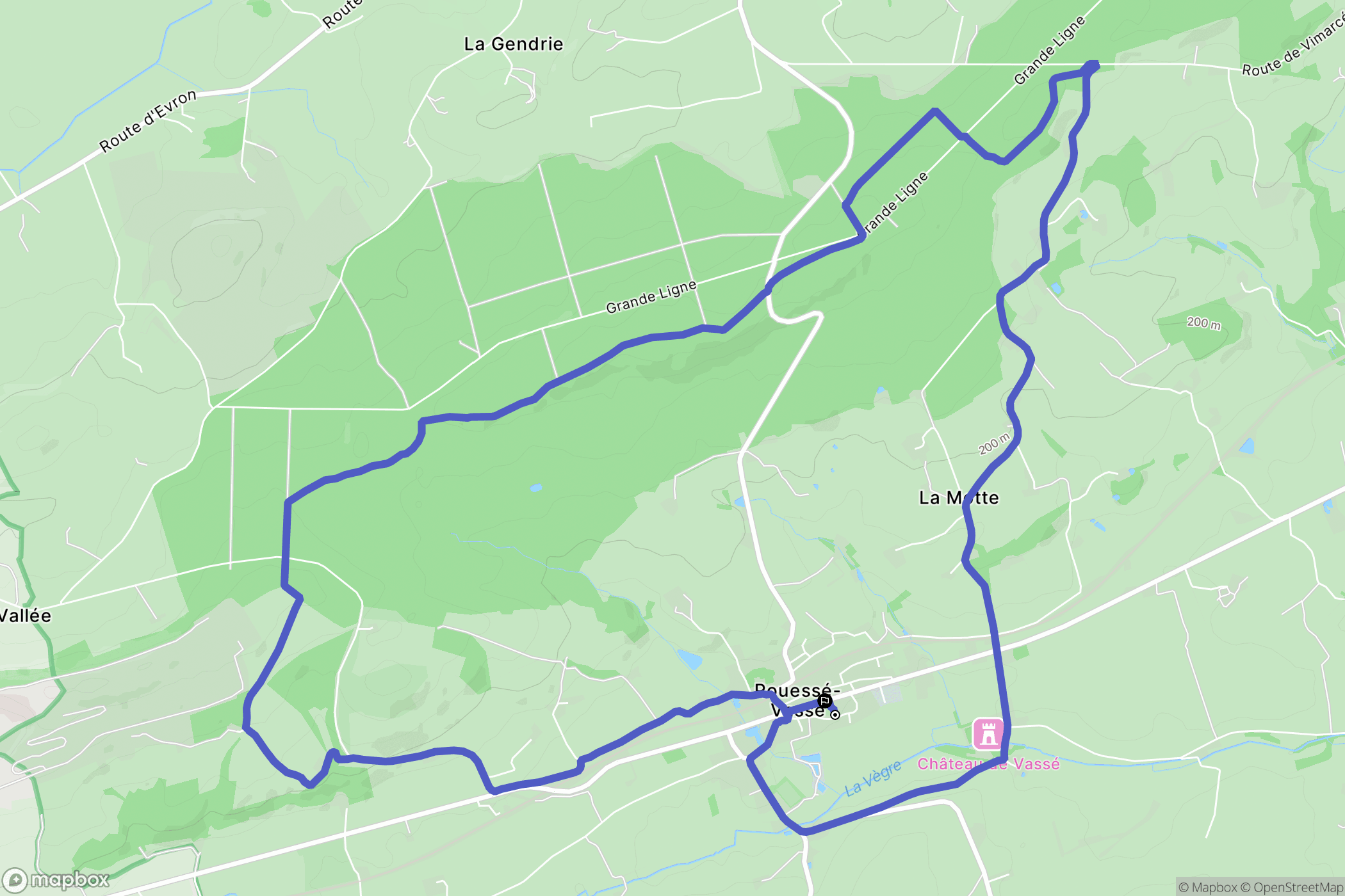 Rouessé-Vassé : carte du parcours de randonnée - France