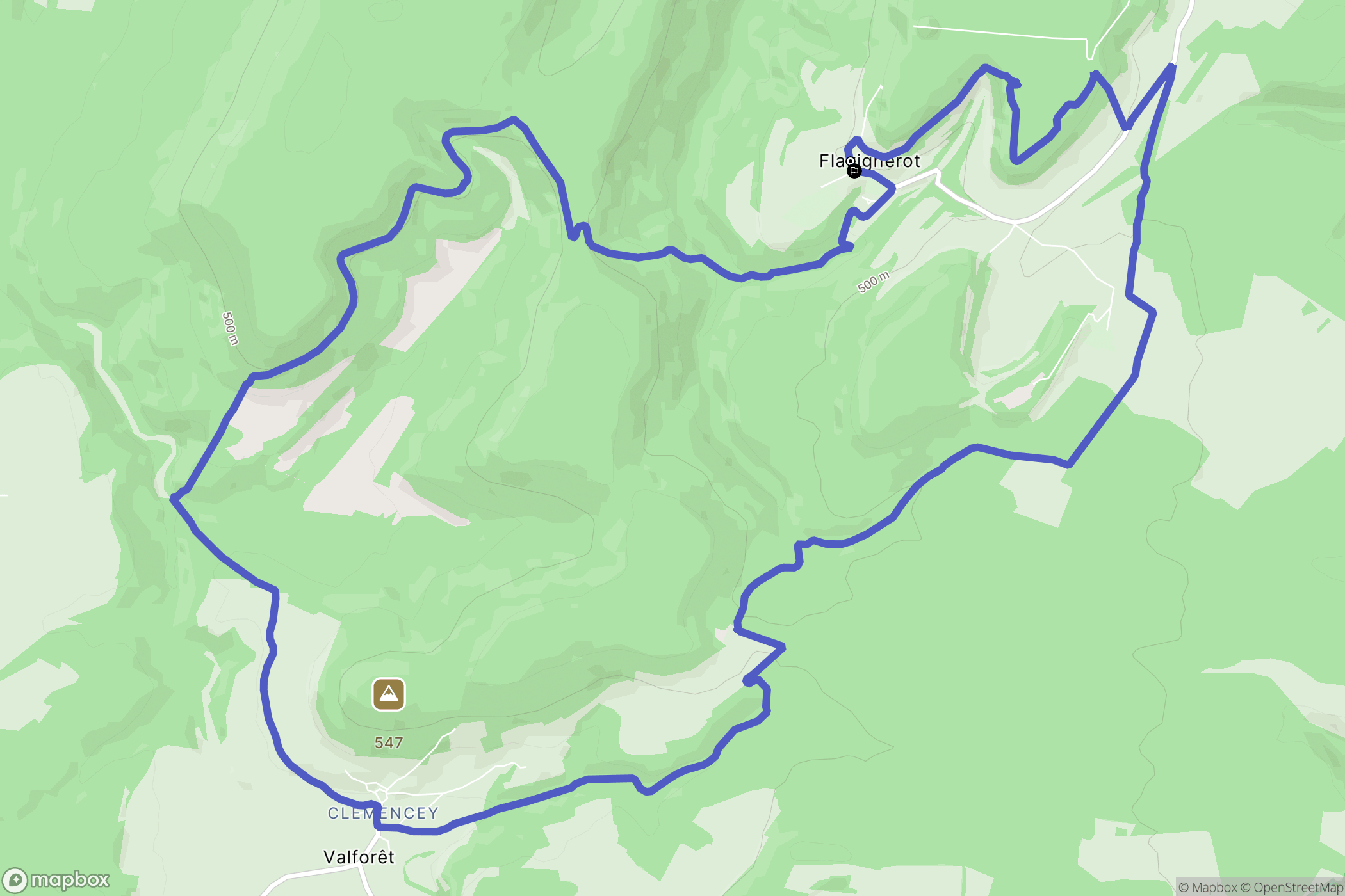 Flavignerot : carte du parcours de randonnée - France