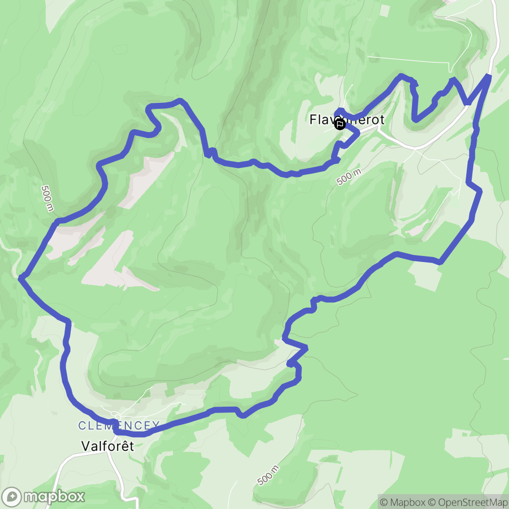 Flavignerot : carte du parcours de randonnée - France