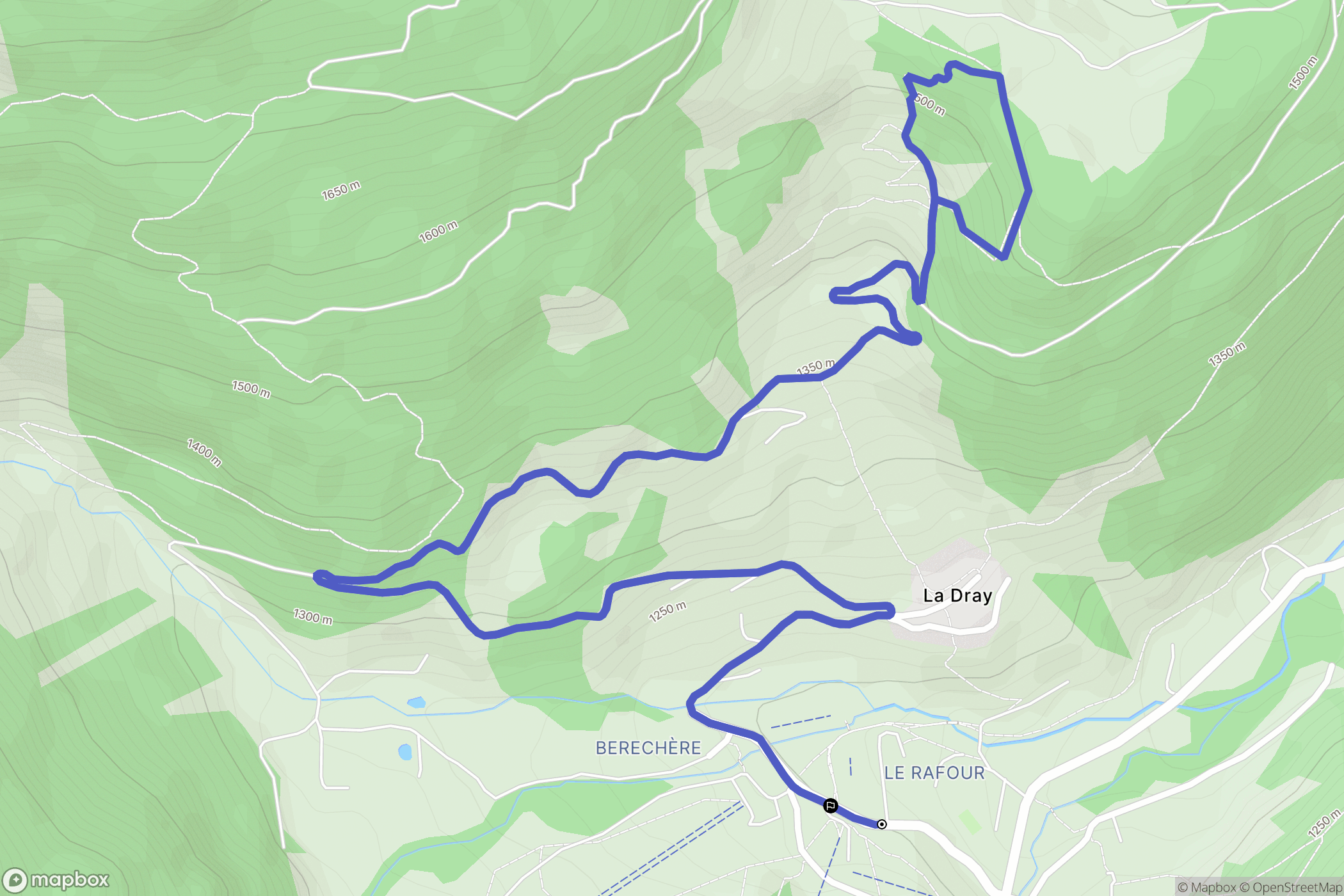 Areches : carte du parcours de randonnée - France