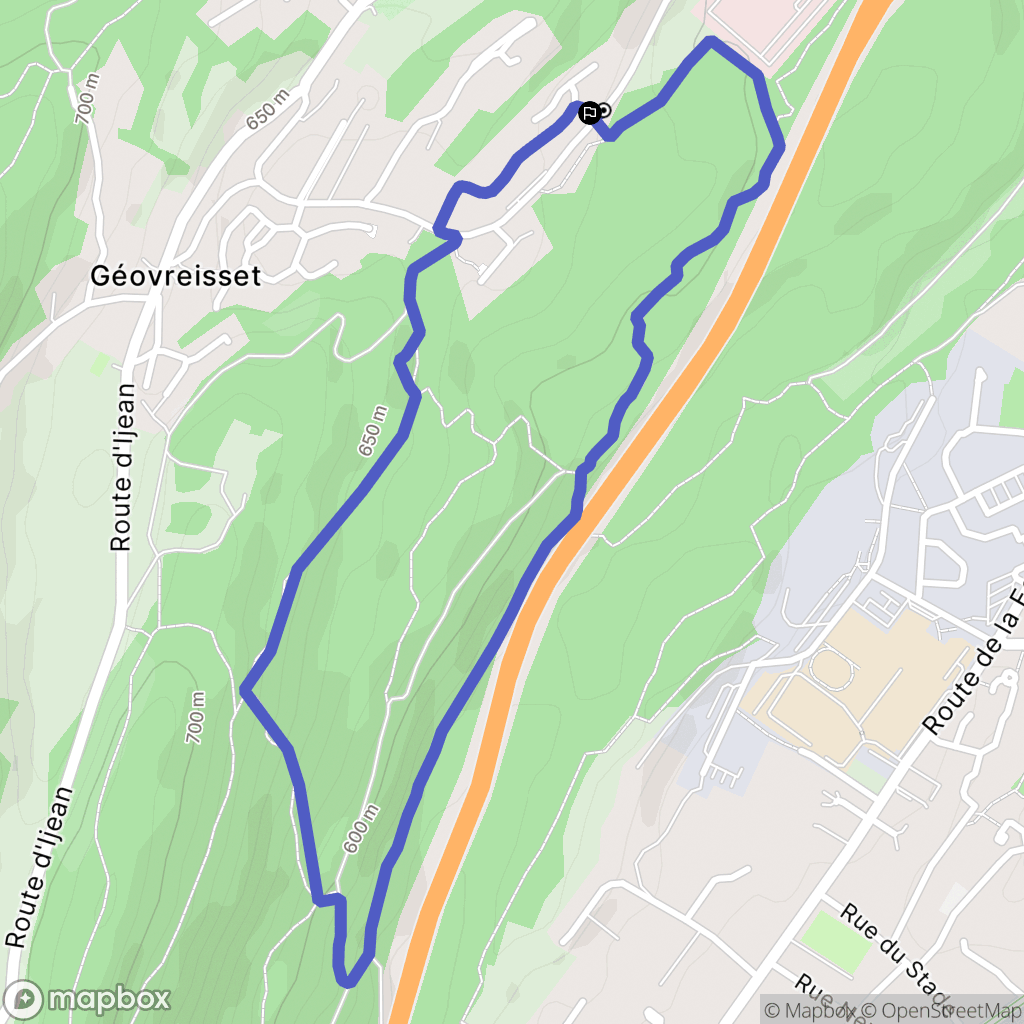 Géovreisset : carte du parcours de randonnée - France