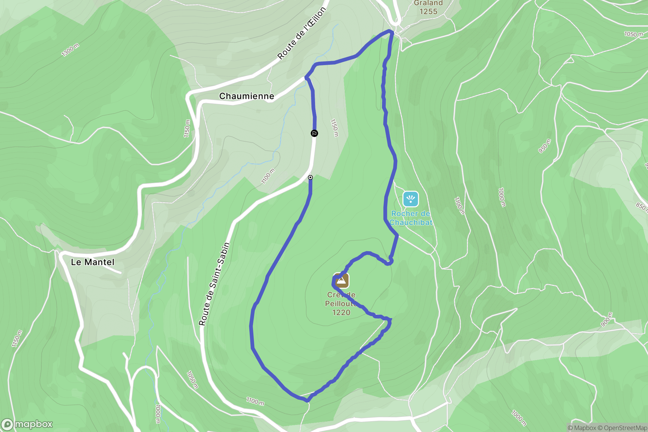 Véranne : carte du parcours de randonnée - France