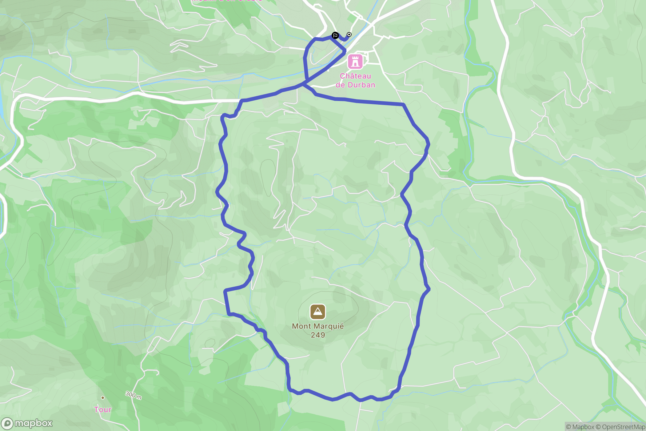 Durban-Corbières : carte du parcours de randonnée - France