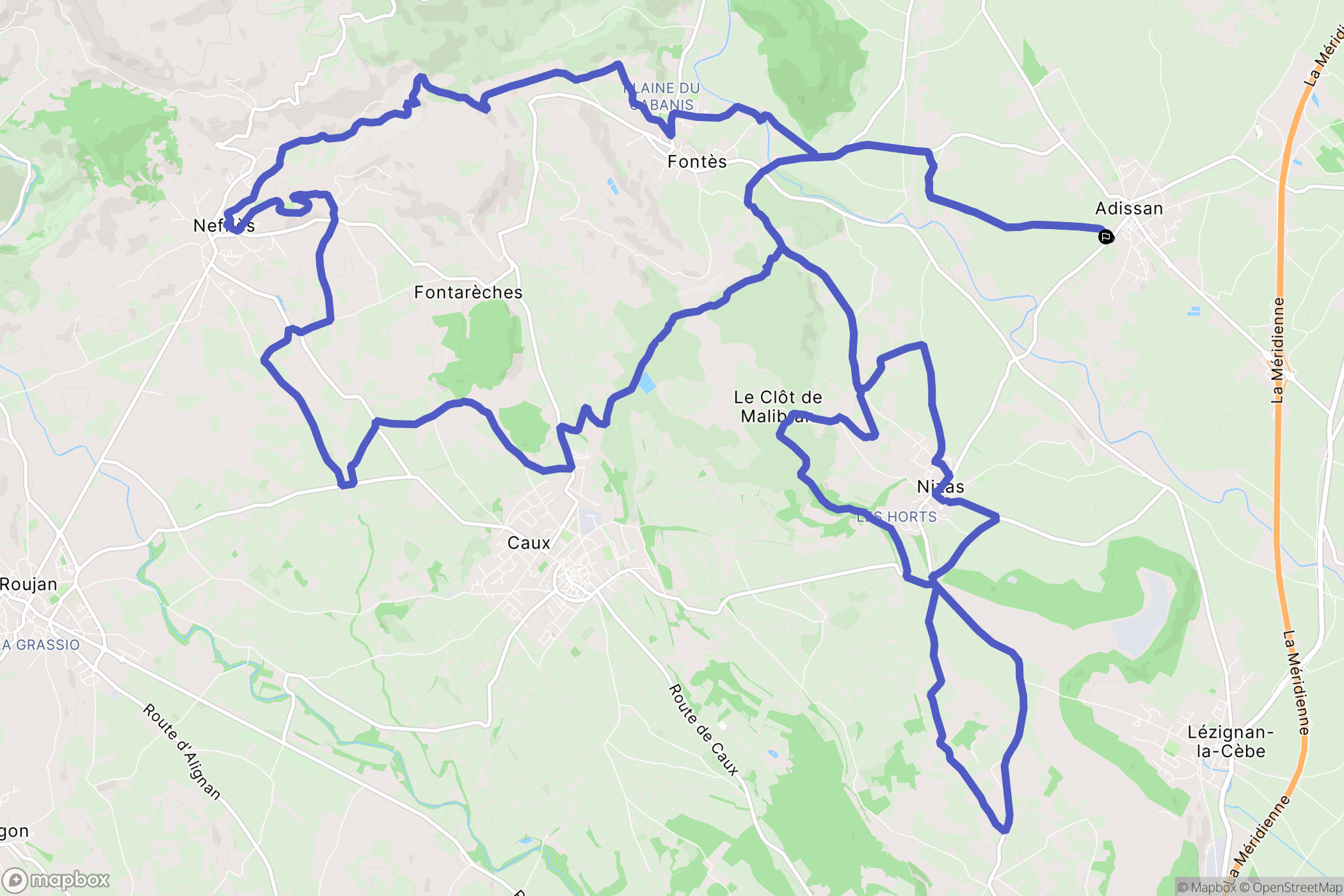 Adissan : carte du parcours de randonnée - France