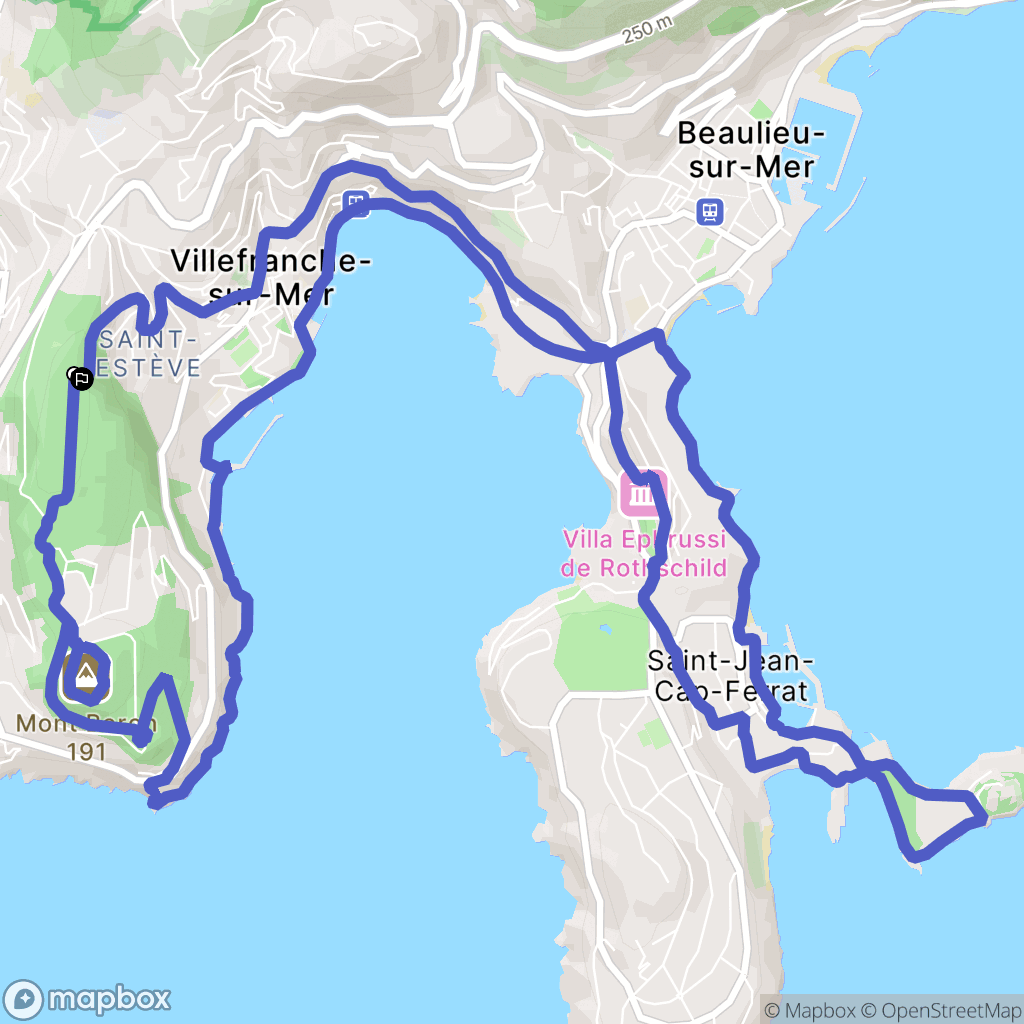 Nice : carte du parcours de randonnée - France