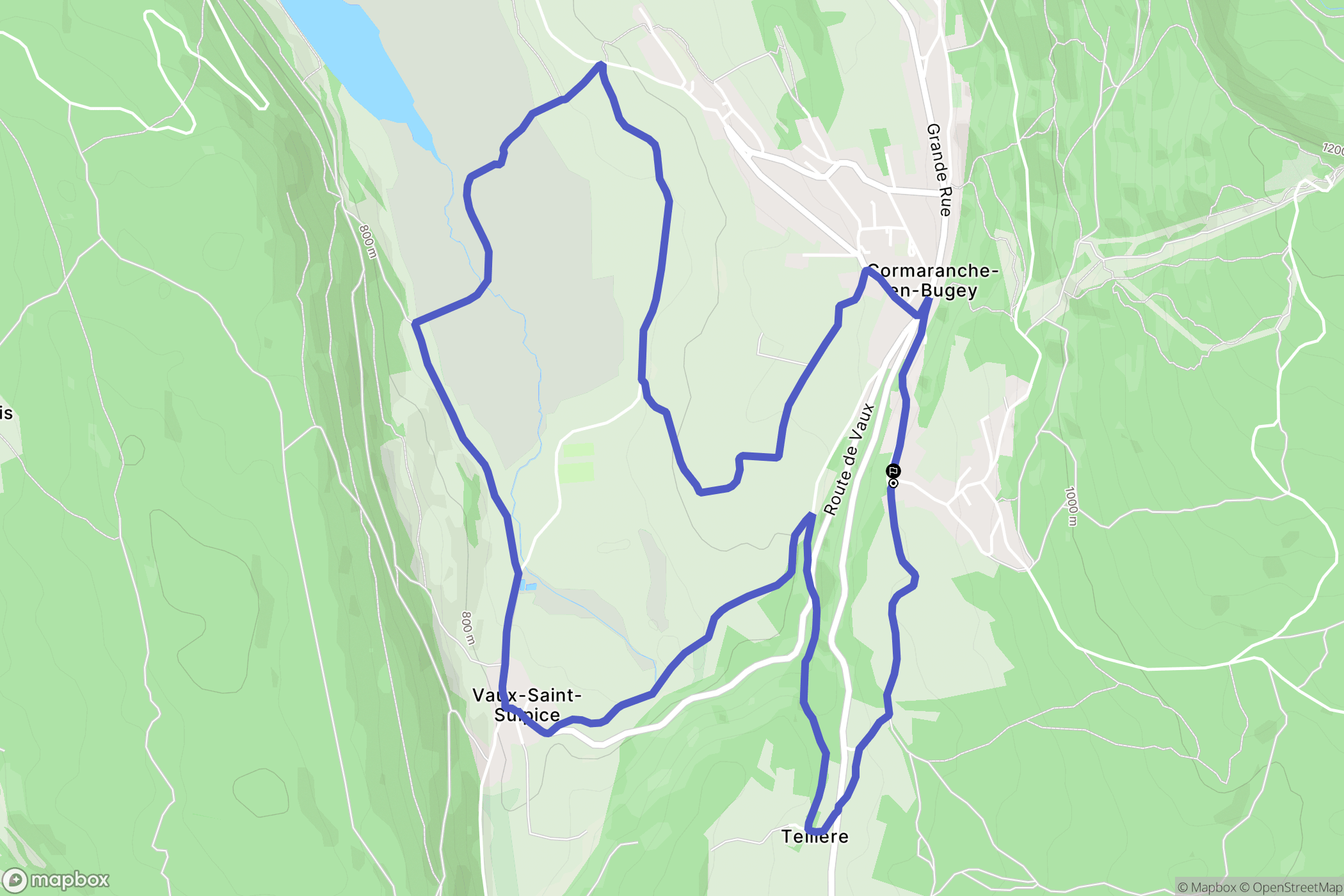 Plateau d'Hauteville : carte du parcours de randonnée - France