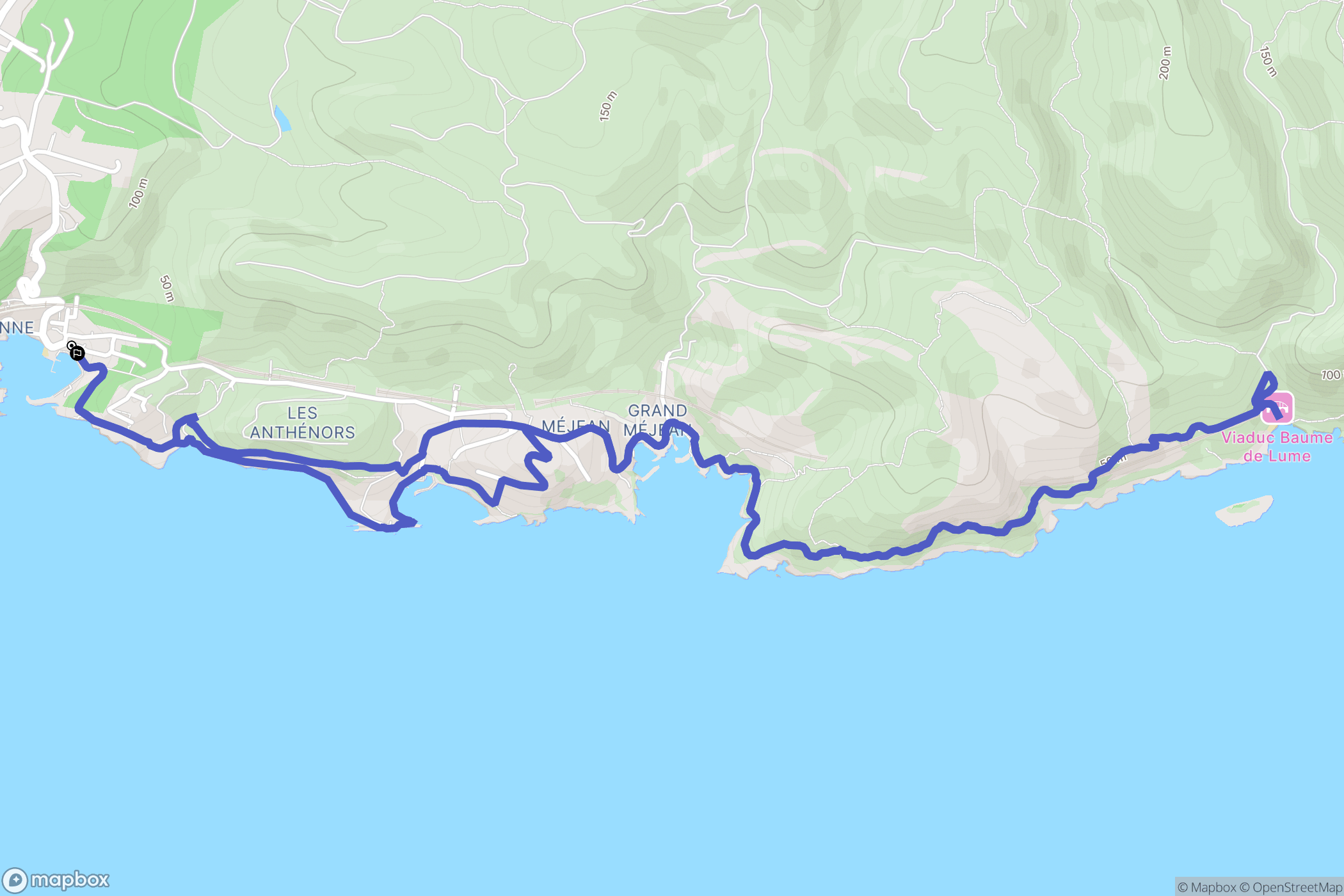 La Redonne - Ensuès : carte du parcours de randonnée - France