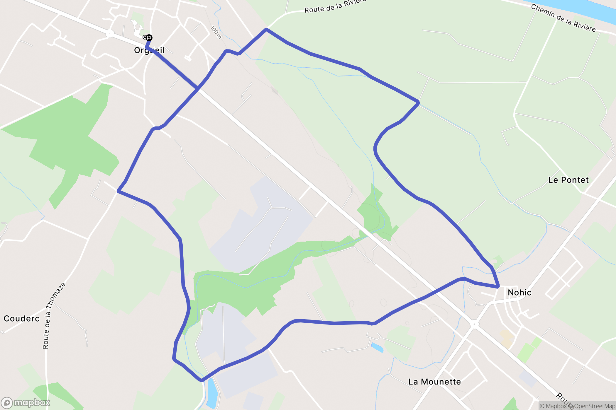 Orgueil : carte du parcours de randonnée - France