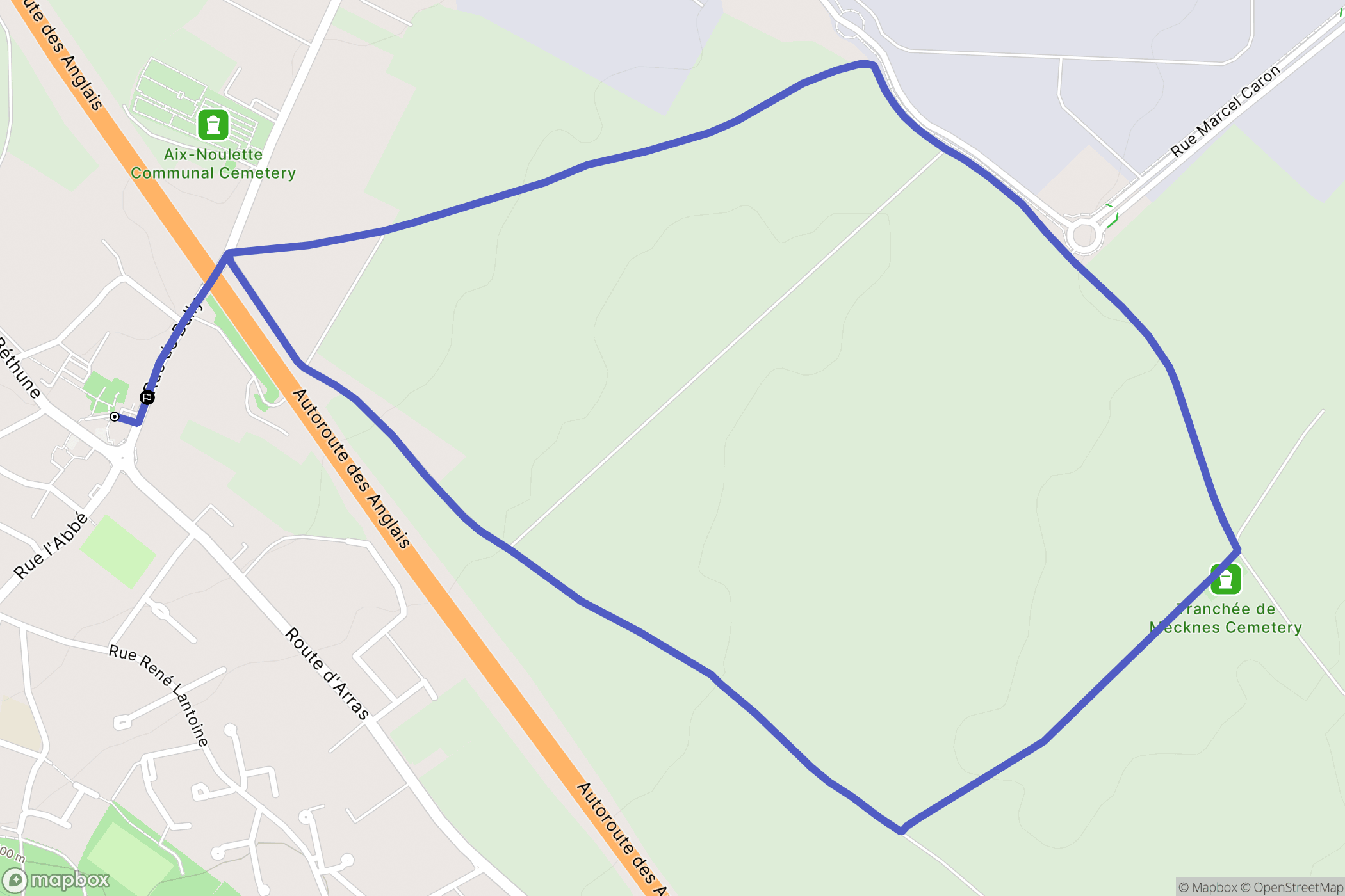Aix-Noulette : carte du parcours de randonnée - France