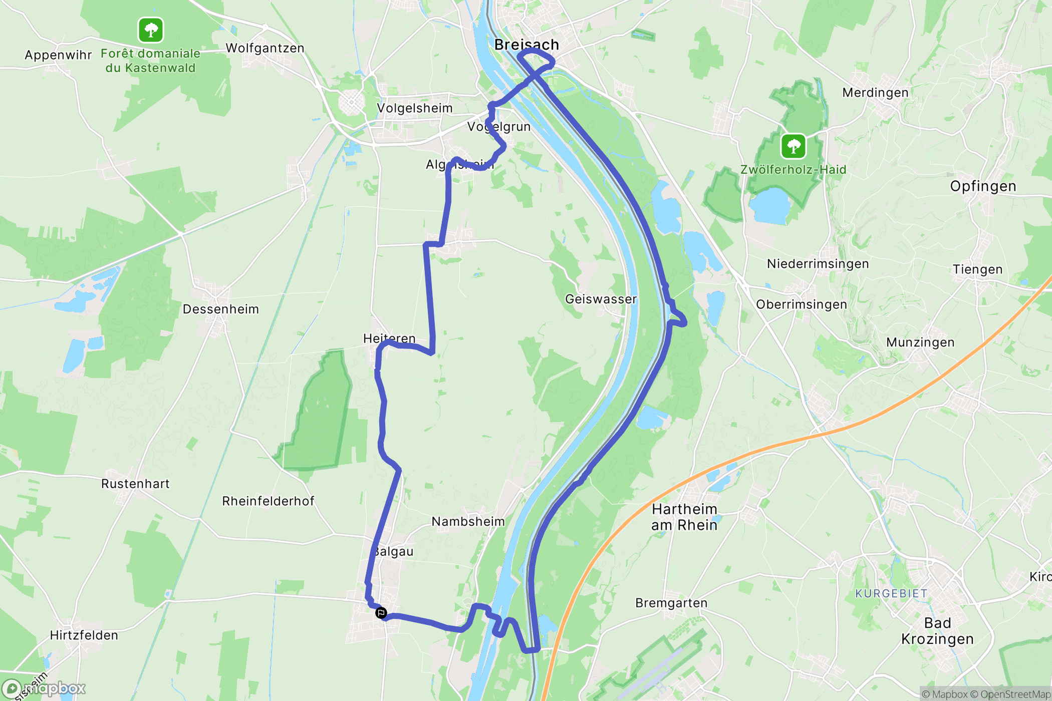 Fessenheim : carte du parcours de randonnée - France