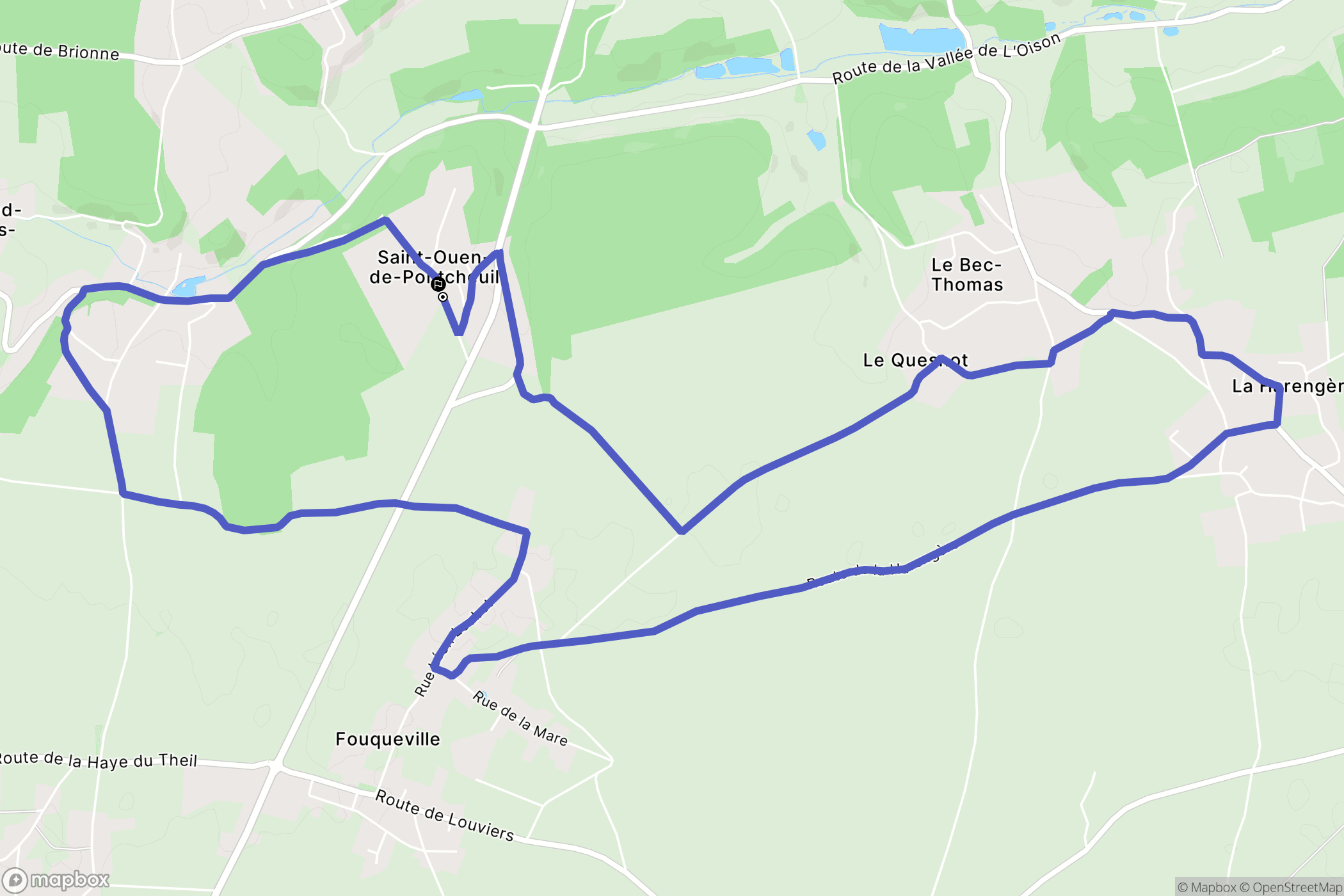 Saint-Ouen-de-Pontcheuil : carte du parcours de randonnée - France