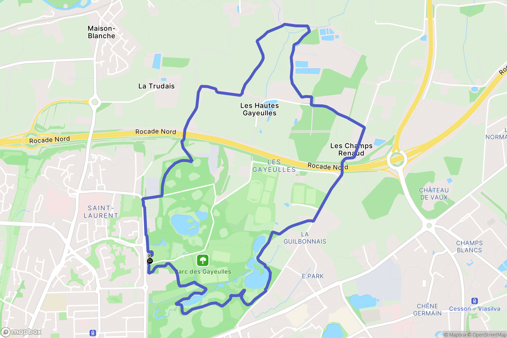 Rennes : carte du parcours de randonnée - France