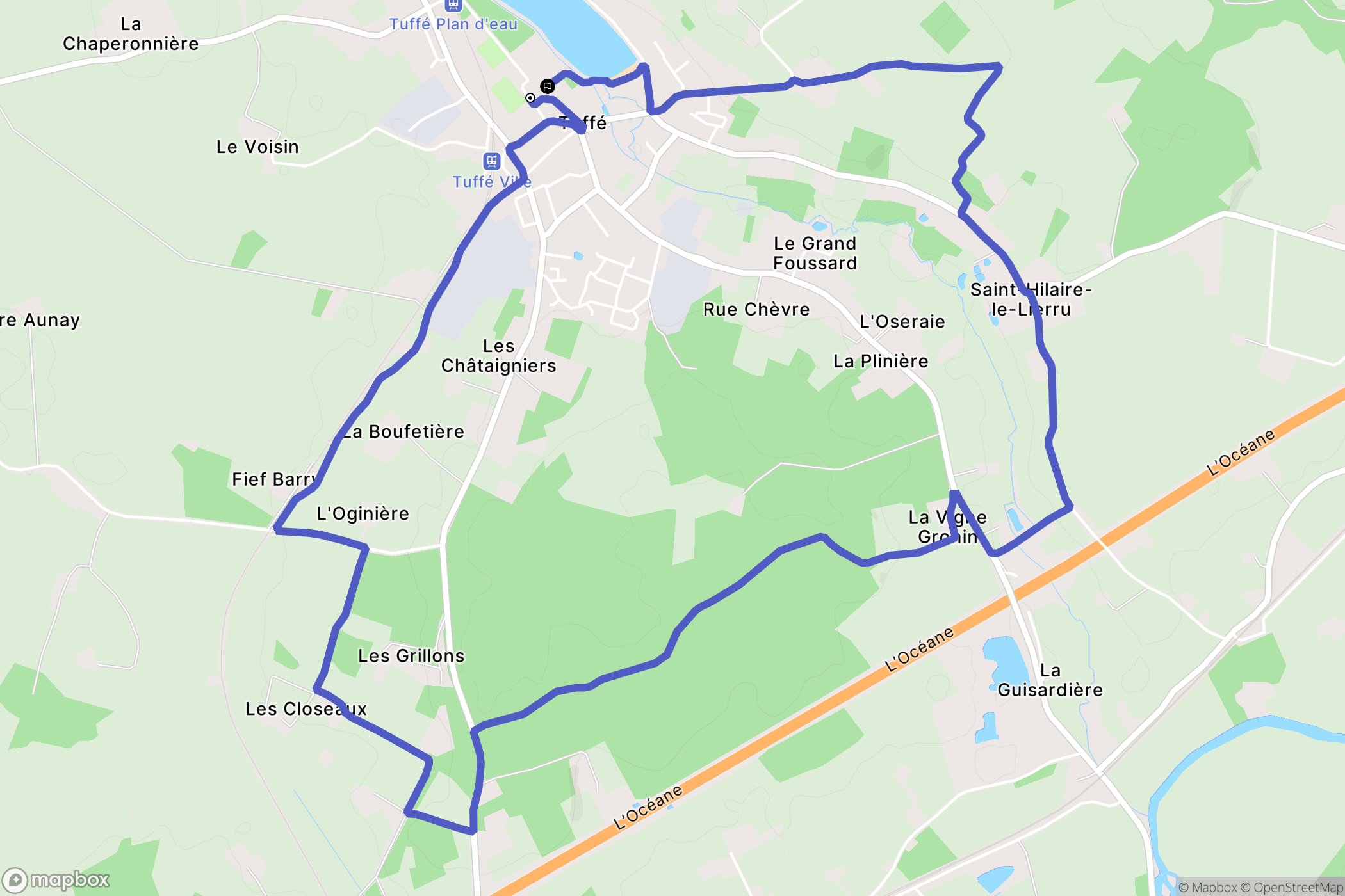 Tuffé-Val-de-la-Chéronne : carte du parcours de randonnée - France