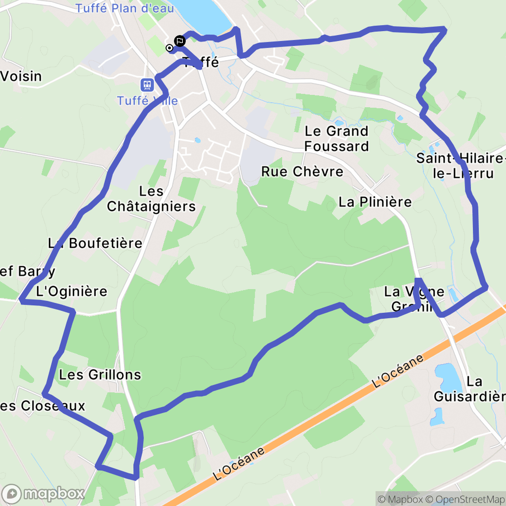 Tuffé-Val-de-la-Chéronne : carte du parcours de randonnée - France