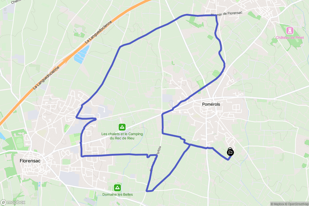 Pomérols : carte du parcours de randonnée - France
