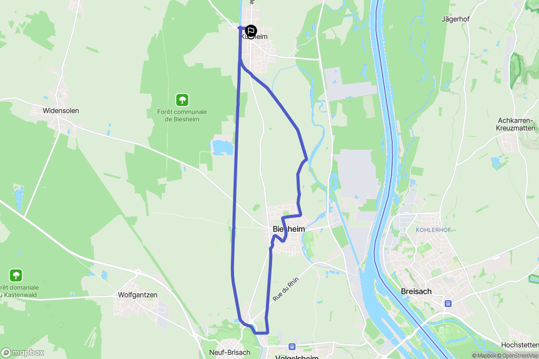 Kunheim : carte du parcours de randonnée - France
