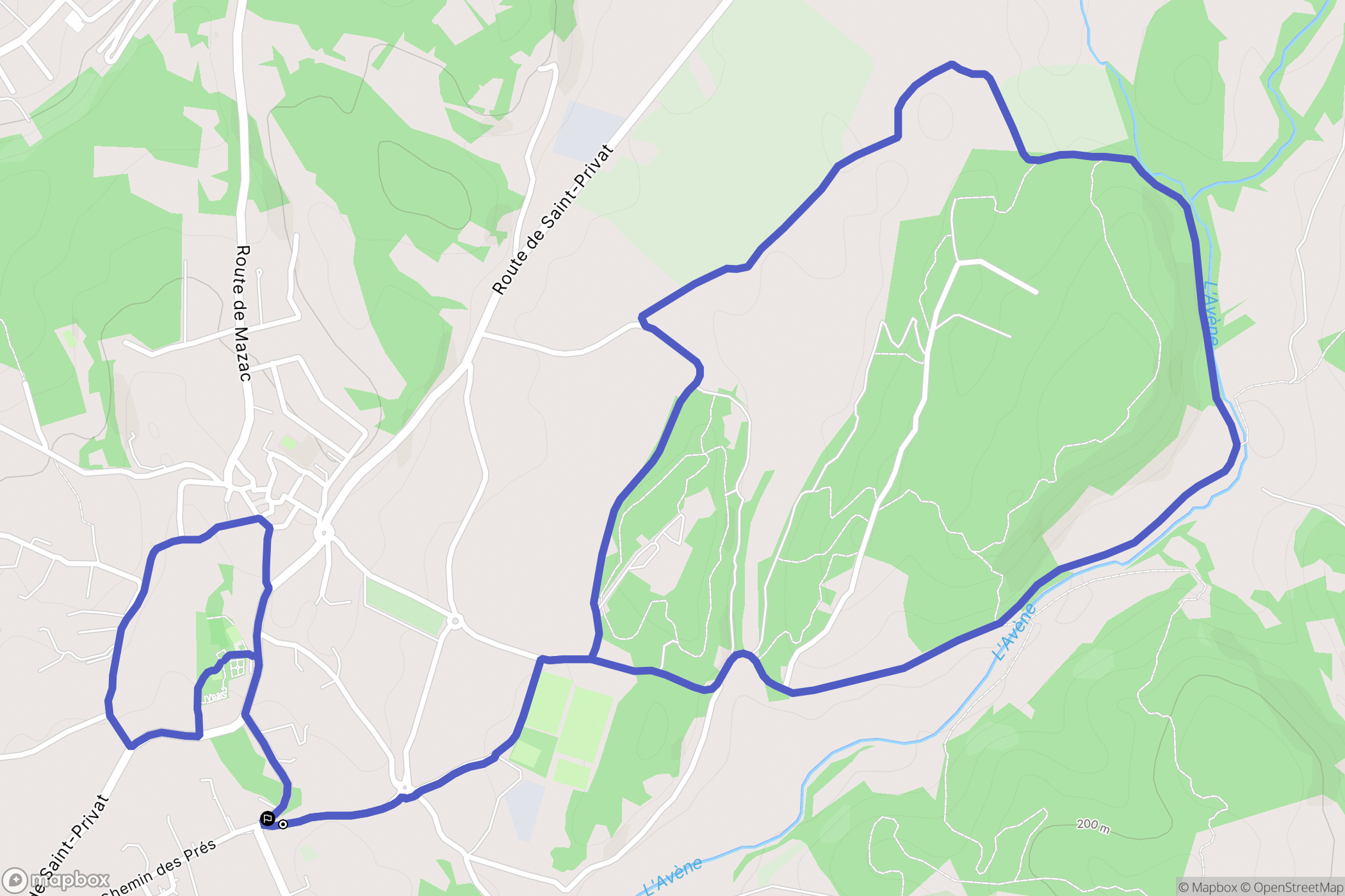 Saint-Privat-des-Vieux : carte du parcours de randonnée - France