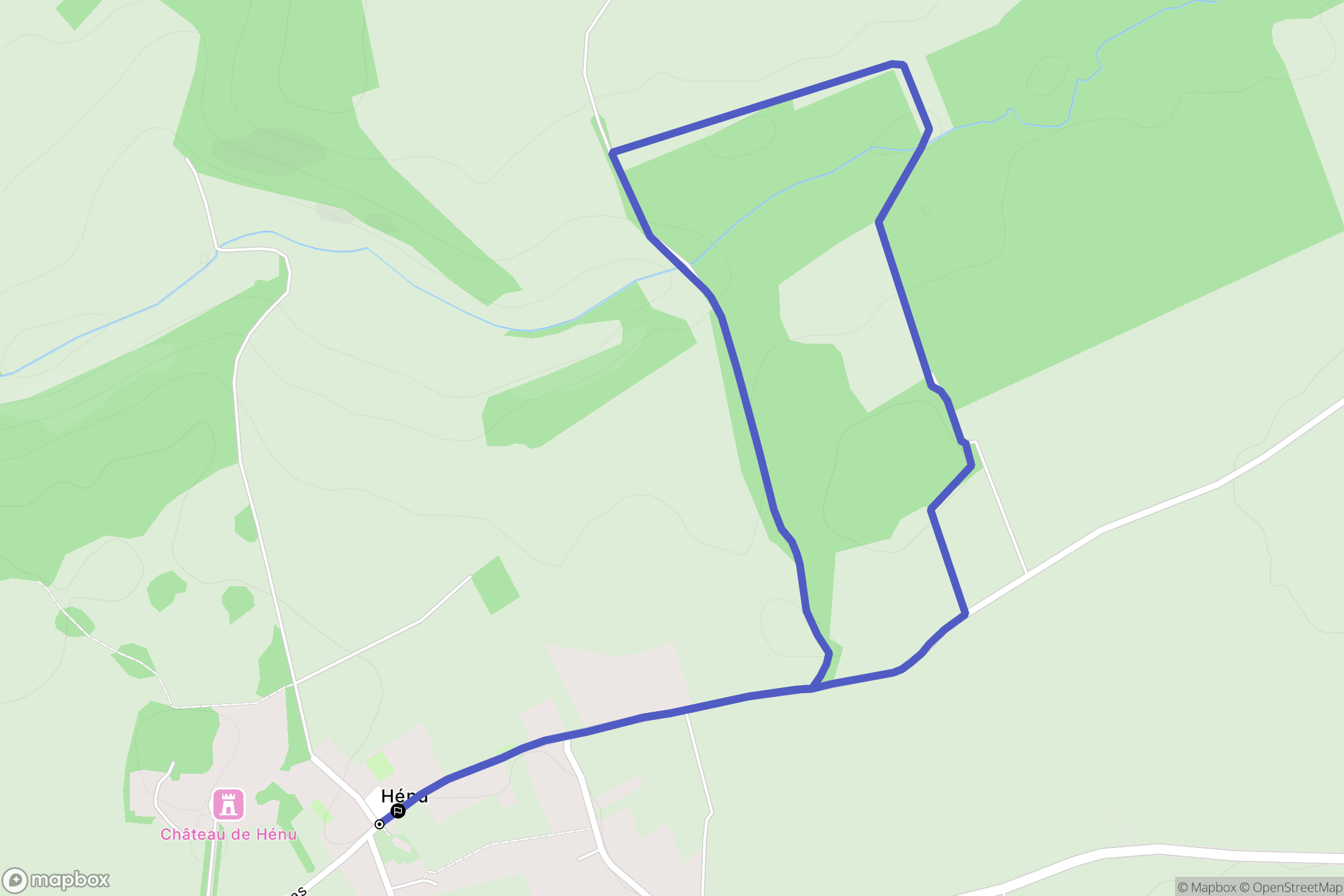 Hénu : carte du parcours de randonnée - France