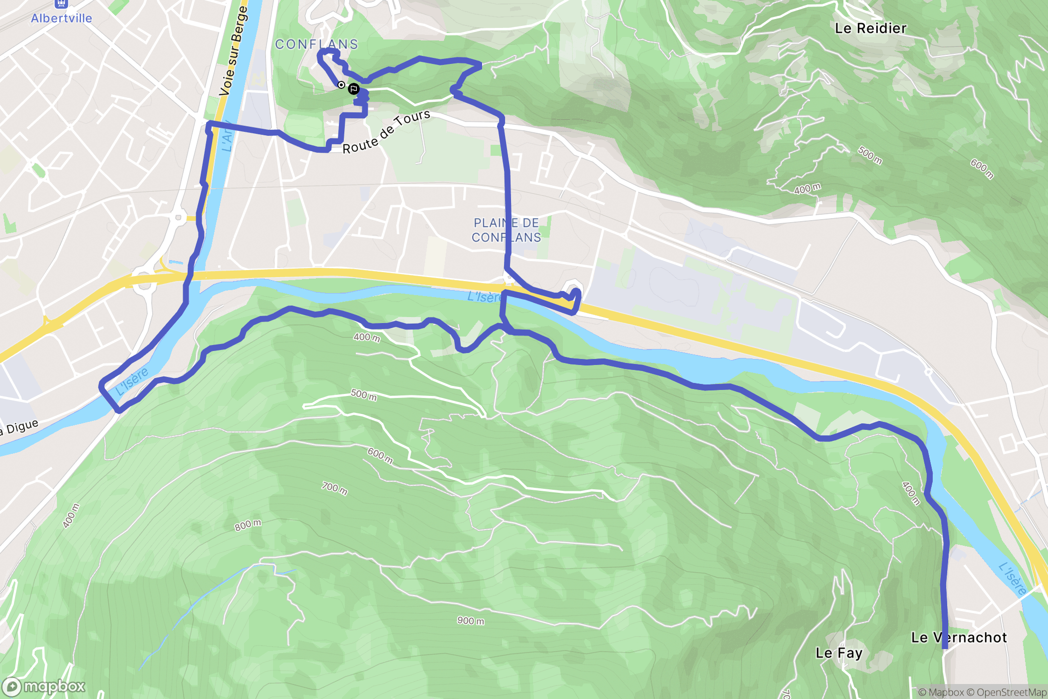 Albertville : carte du parcours de randonnée - France
