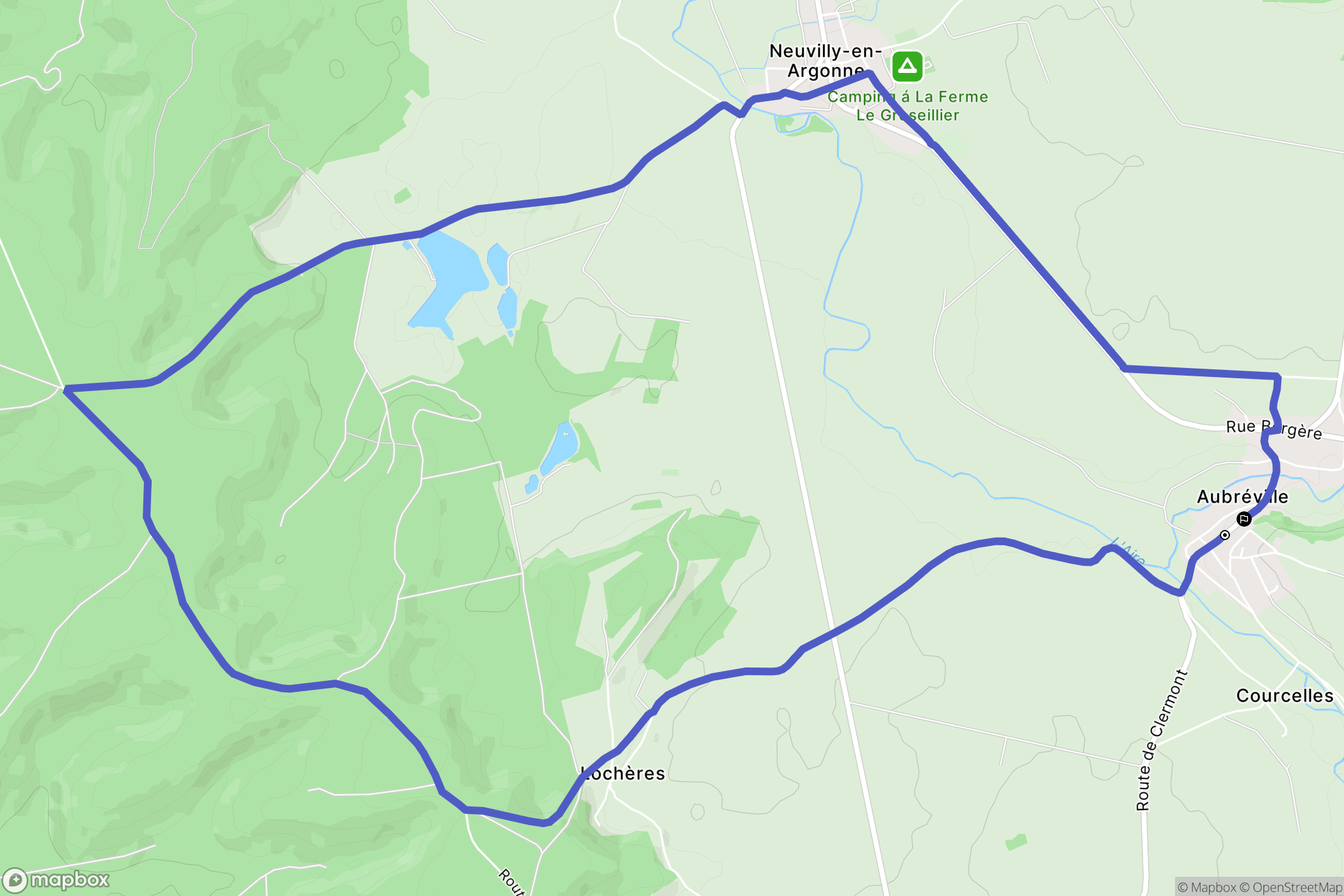 Aubréville : carte du parcours de randonnée - France
