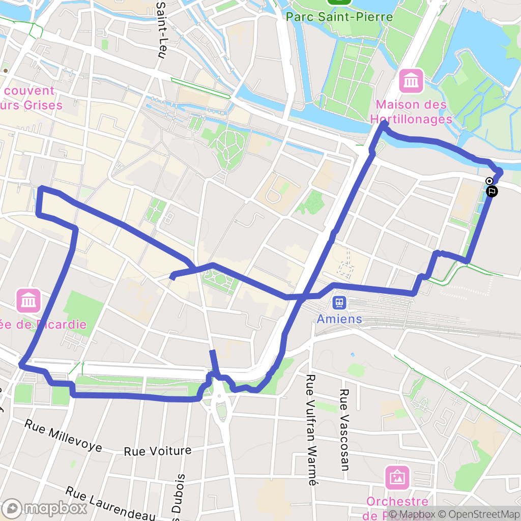 Amiens : carte du parcours de randonnée - France