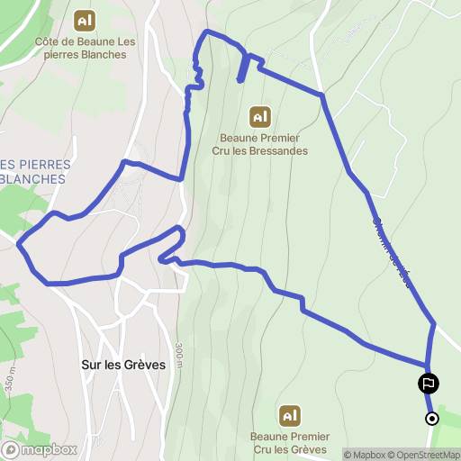 Beaune : carte du parcours de randonnée - France