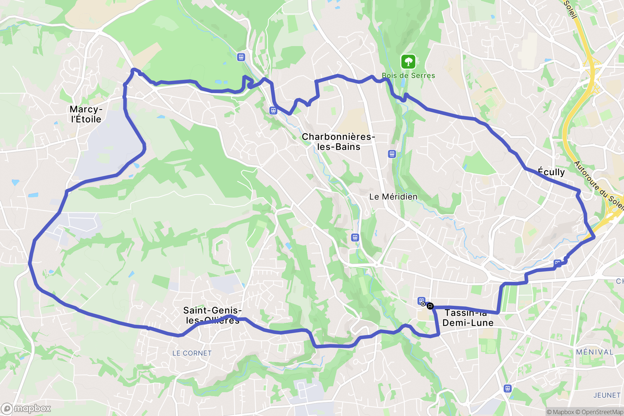 Tassin-la-Demi-Lune : carte du parcours de randonnée - France