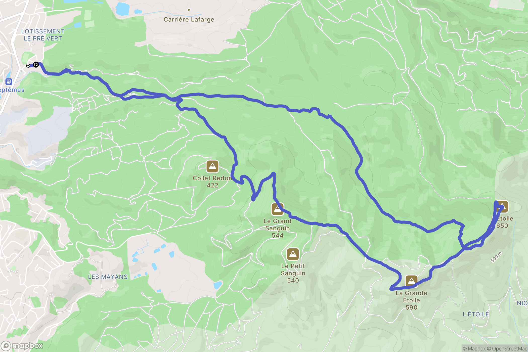 Septèmes-les-Vallons : carte du parcours de randonnée - France