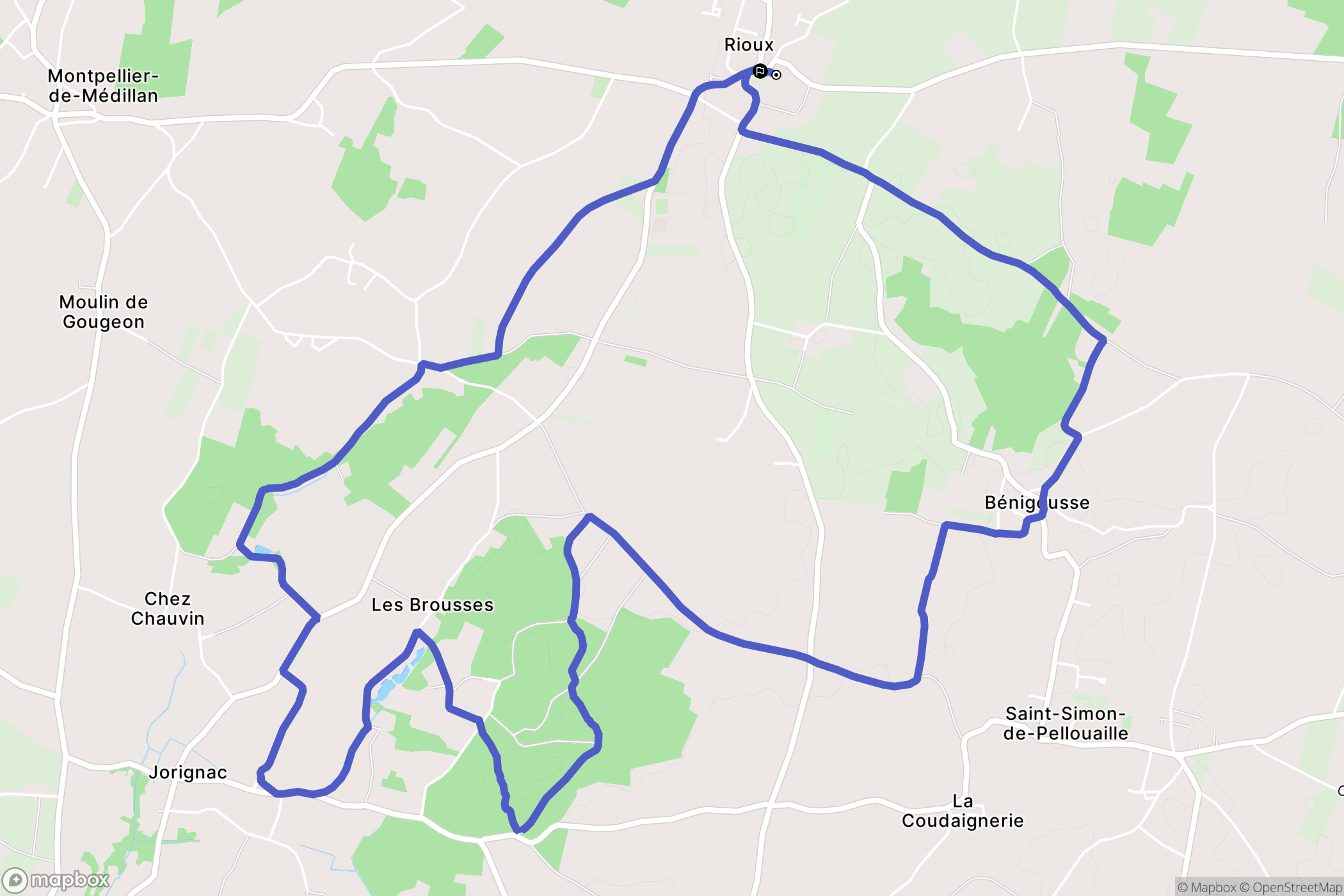 Rioux : carte du parcours de randonnée - France
