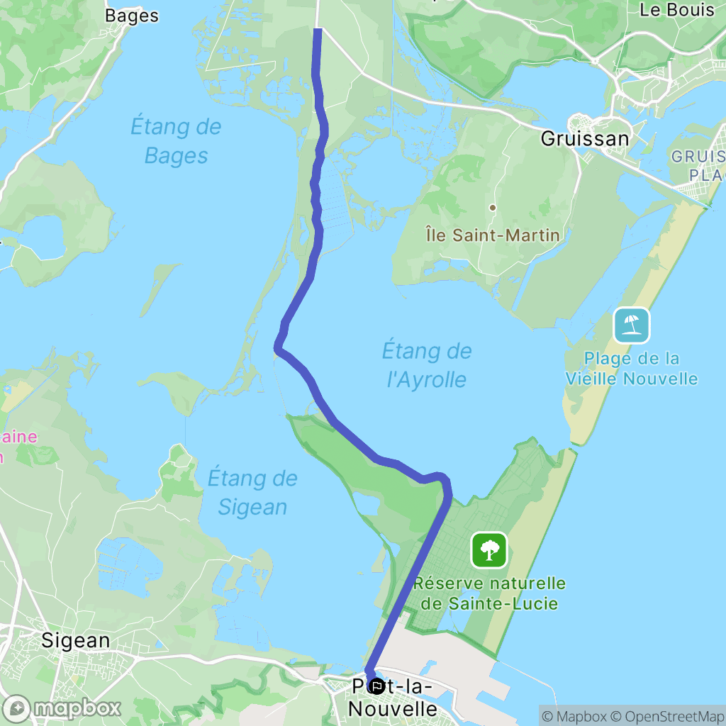 Port-la-Nouvelle : carte du parcours de randonnée - France