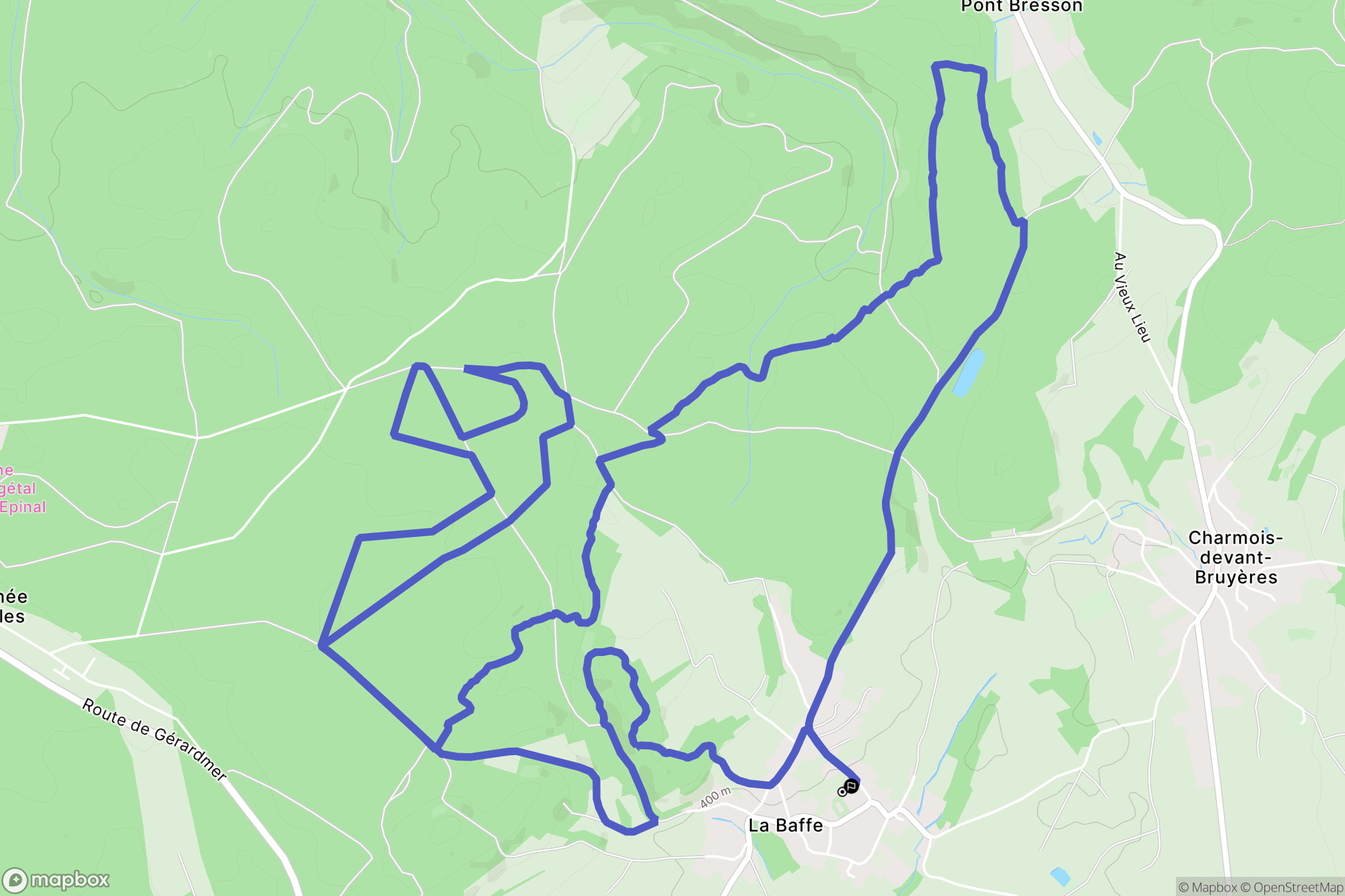 La Baffe : carte du parcours de randonnée - France