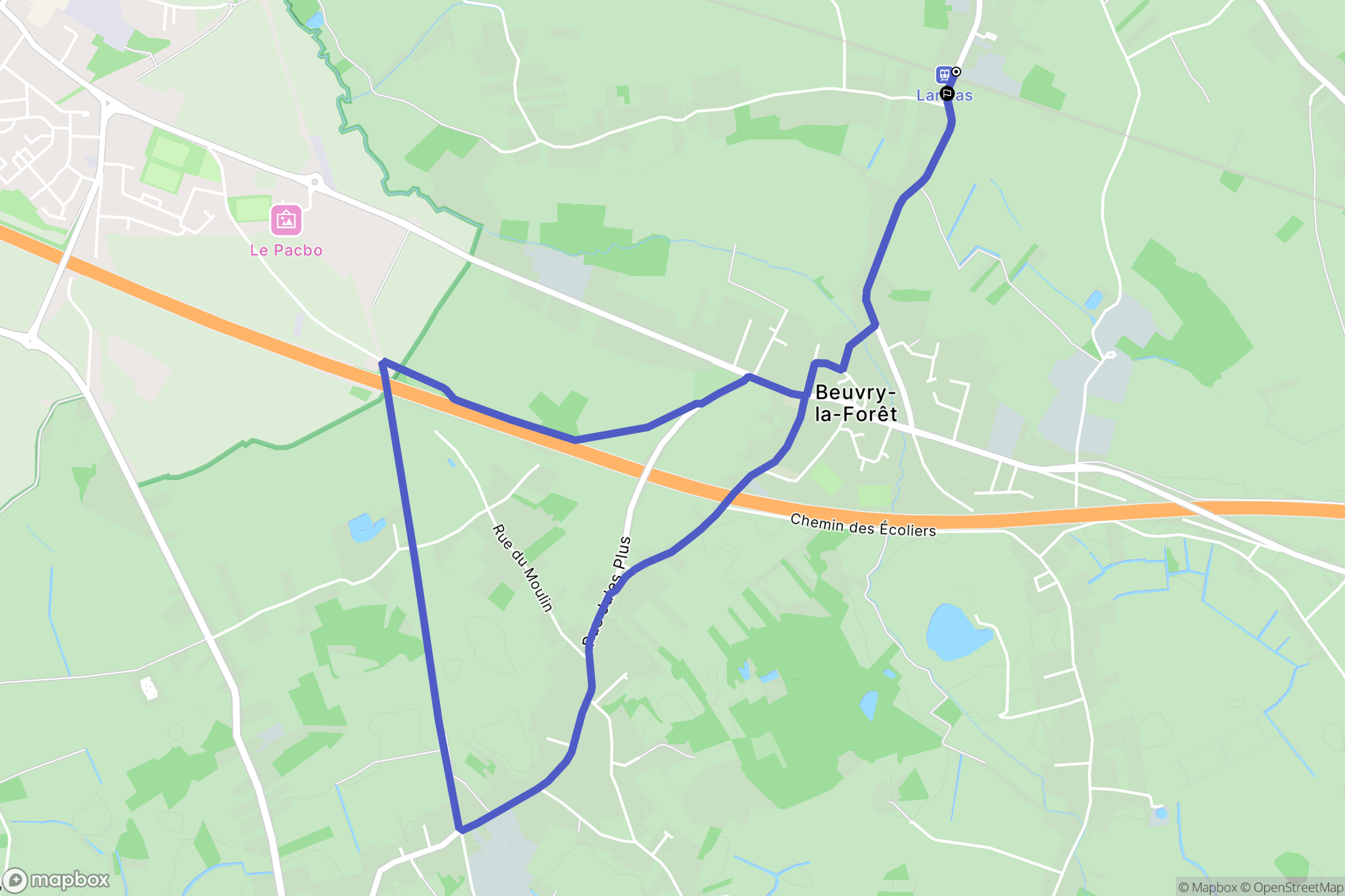 Landas : carte du parcours de randonnée - France