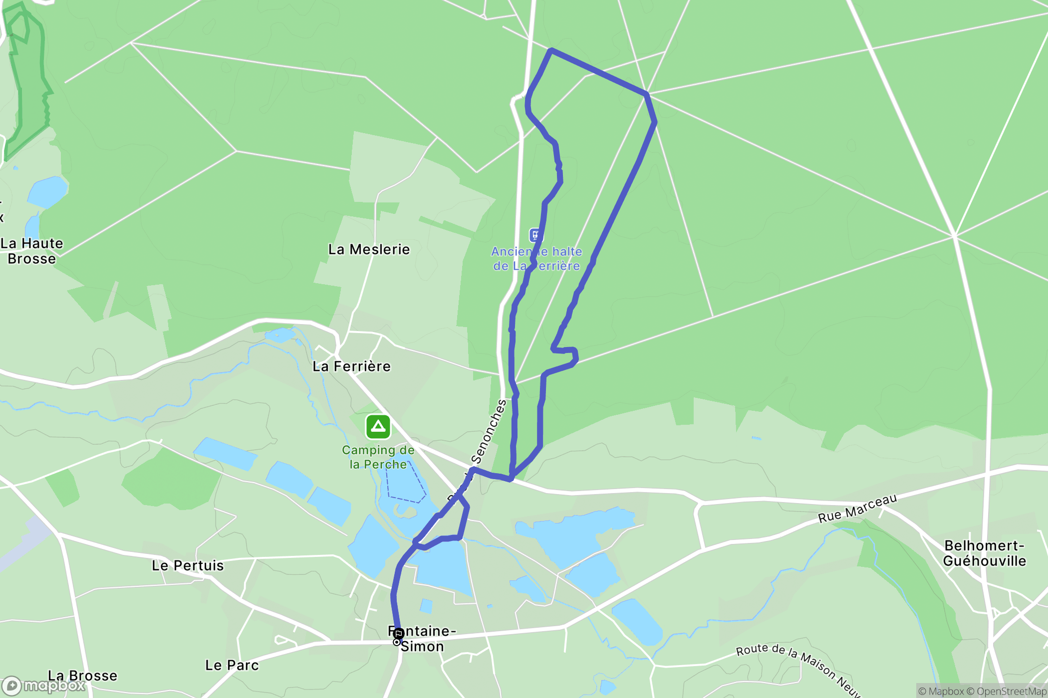 Fontaine-Simon : carte du parcours de randonnée - France
