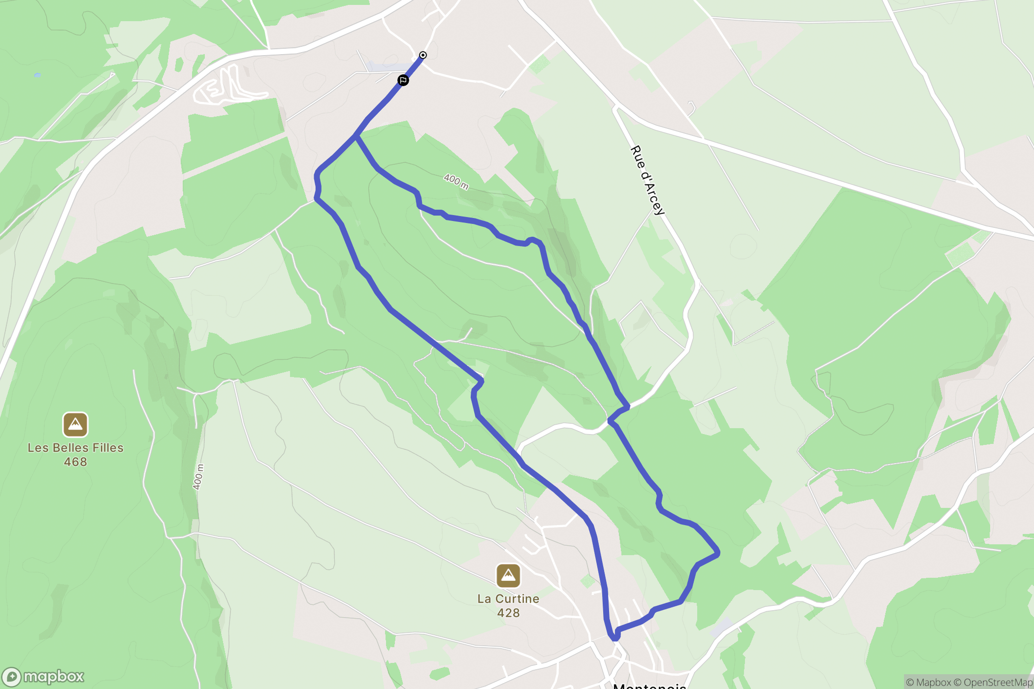 Arcey : carte du parcours de randonnée - France