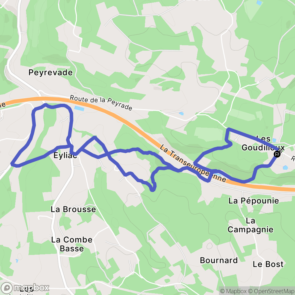 Bassillac et Auberoche : carte du parcours de randonnée - France
