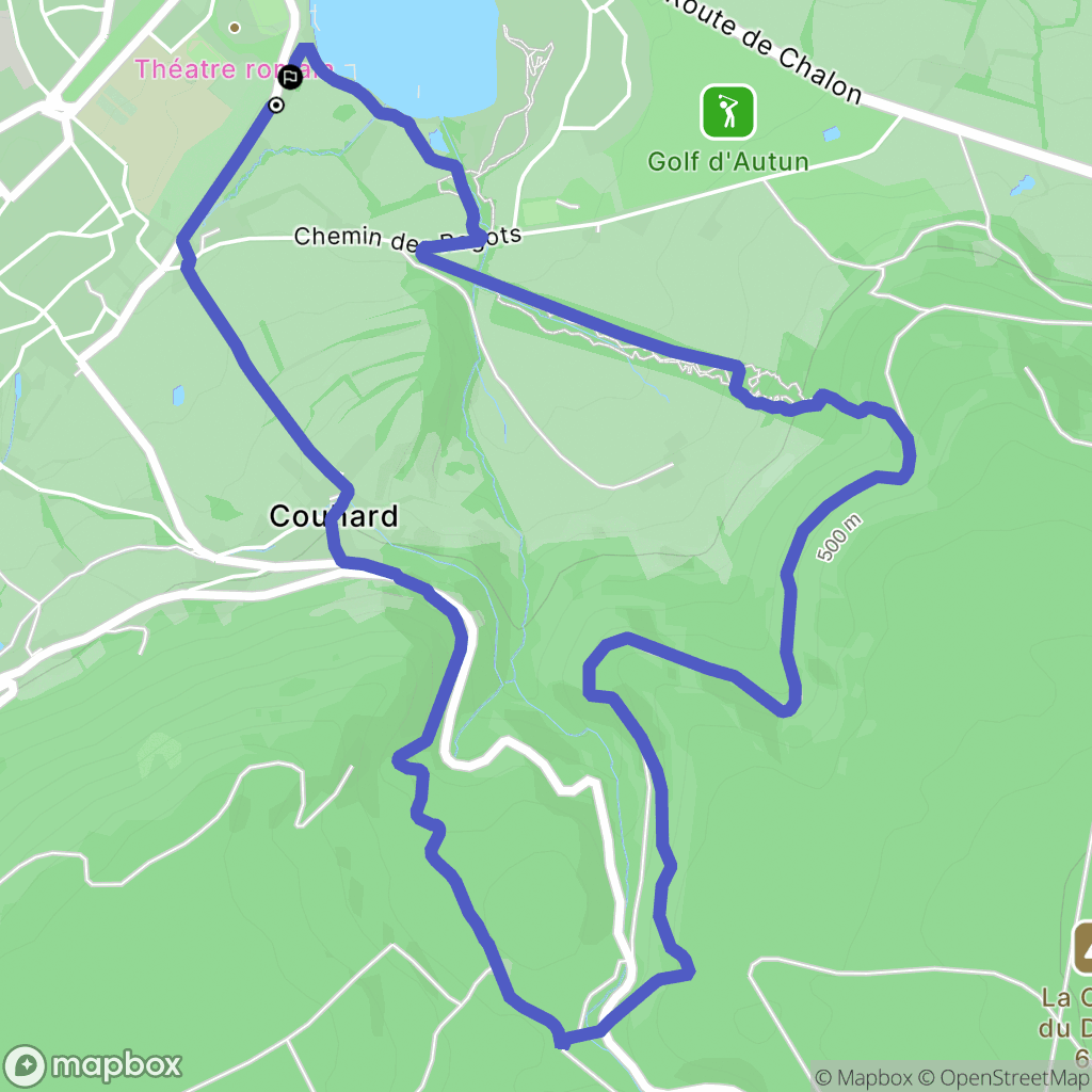 Autun : carte du parcours de randonnée - France