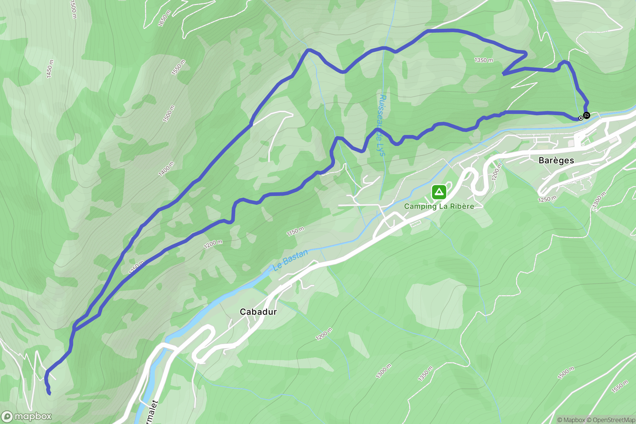 Barèges : carte du parcours de randonnée - France