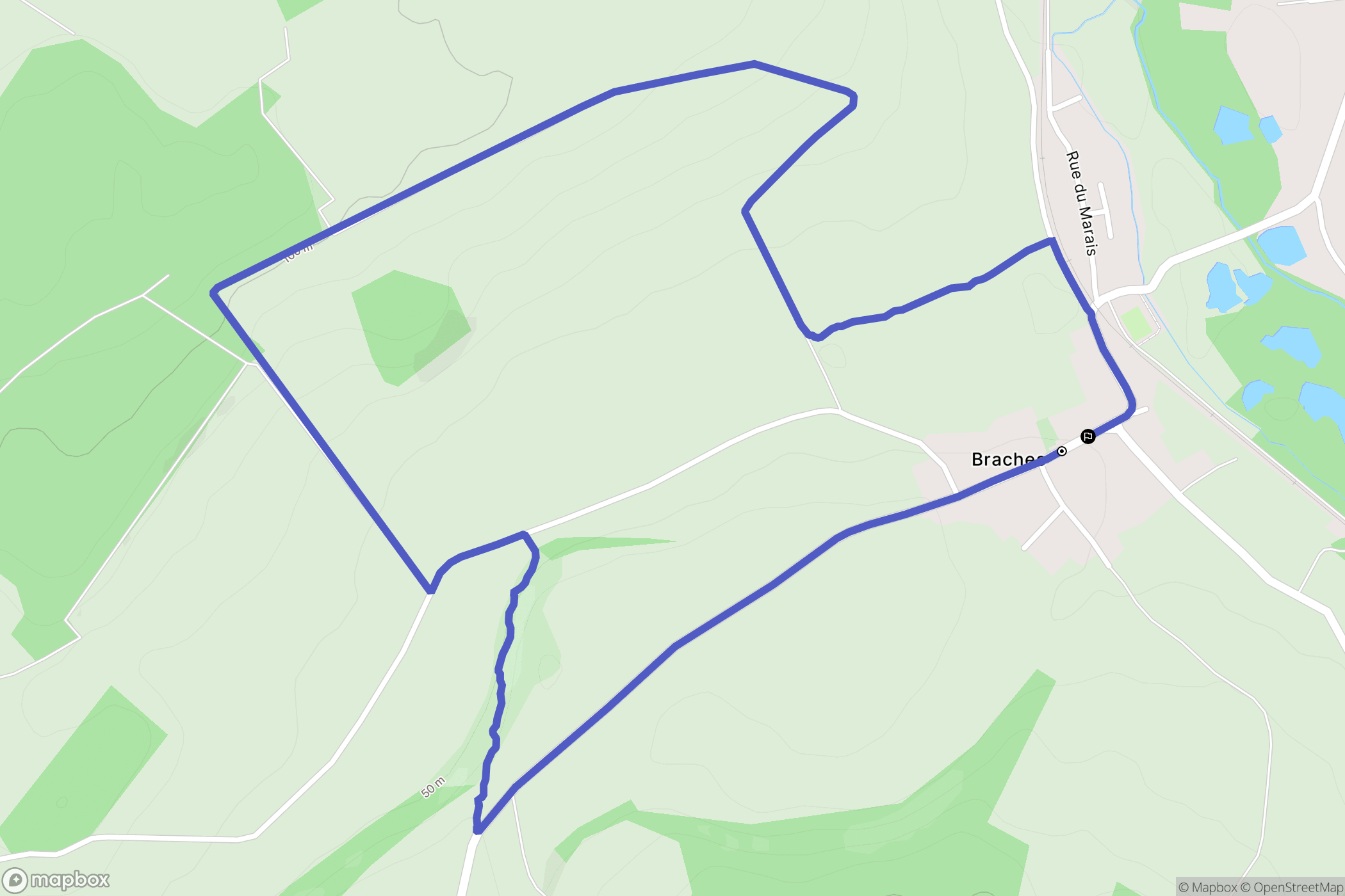 Braches : carte du parcours de randonnée - France