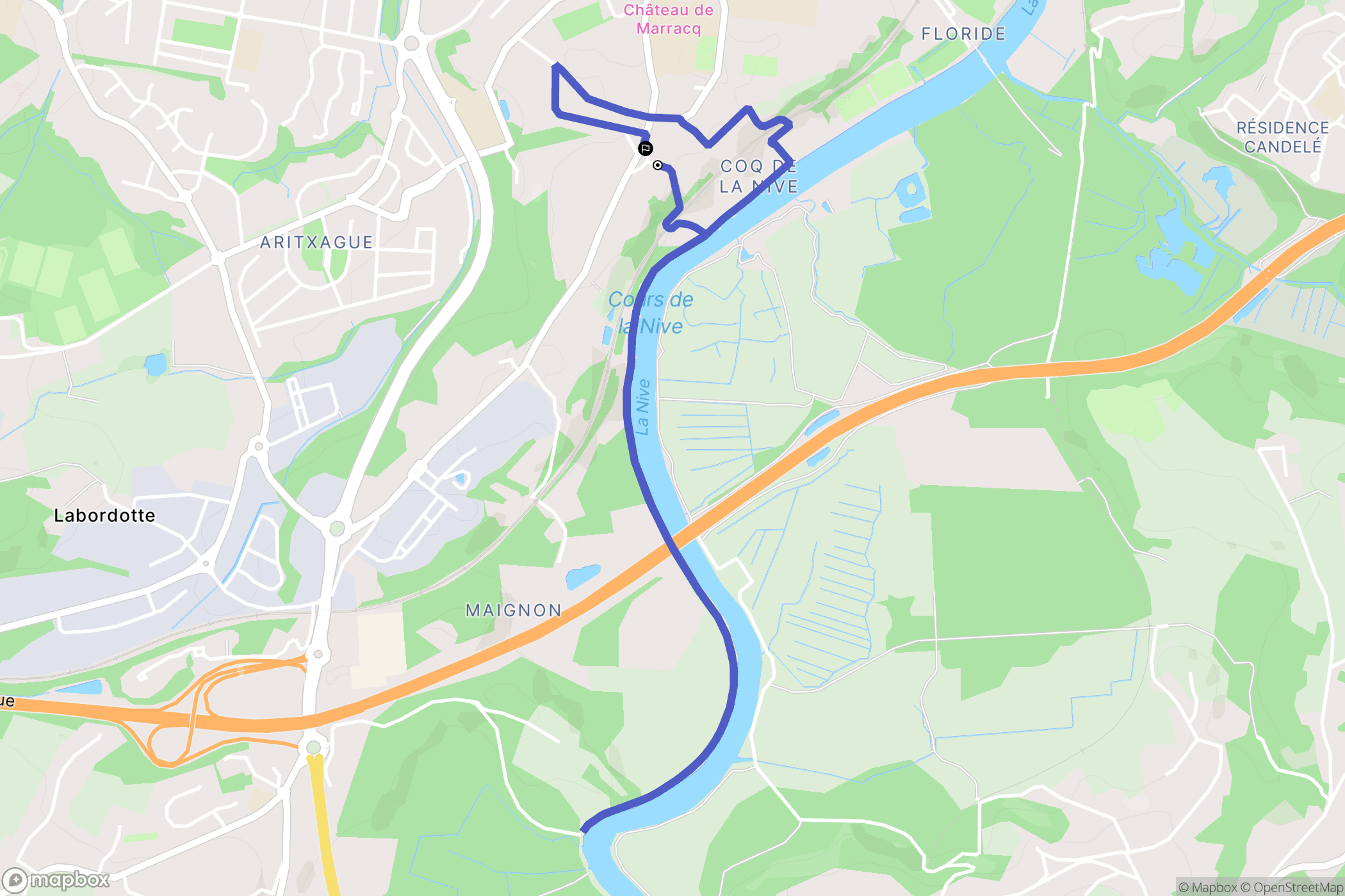 Bayonne : carte du parcours de randonnée - France