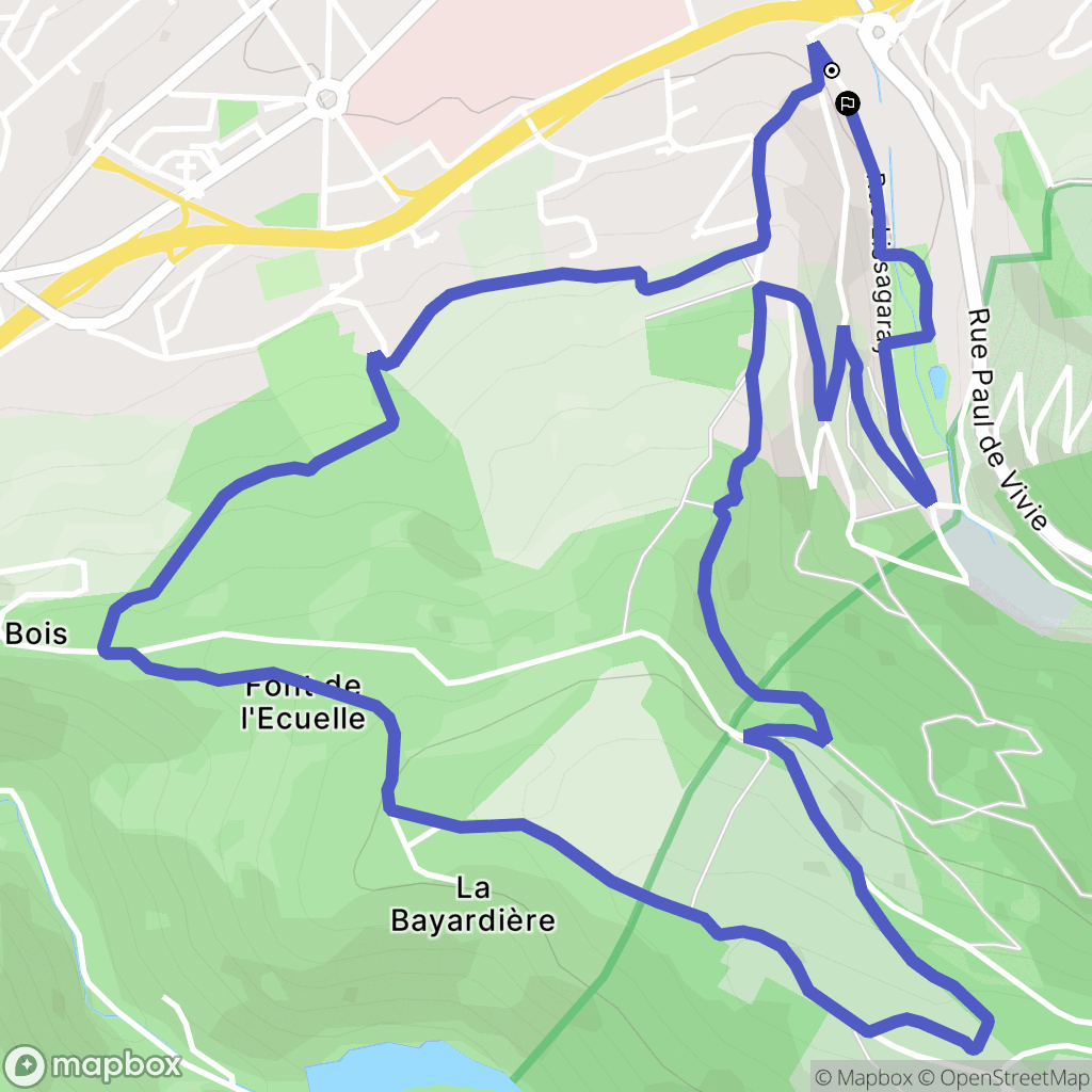 Saint-Étienne : carte du parcours de randonnée - France