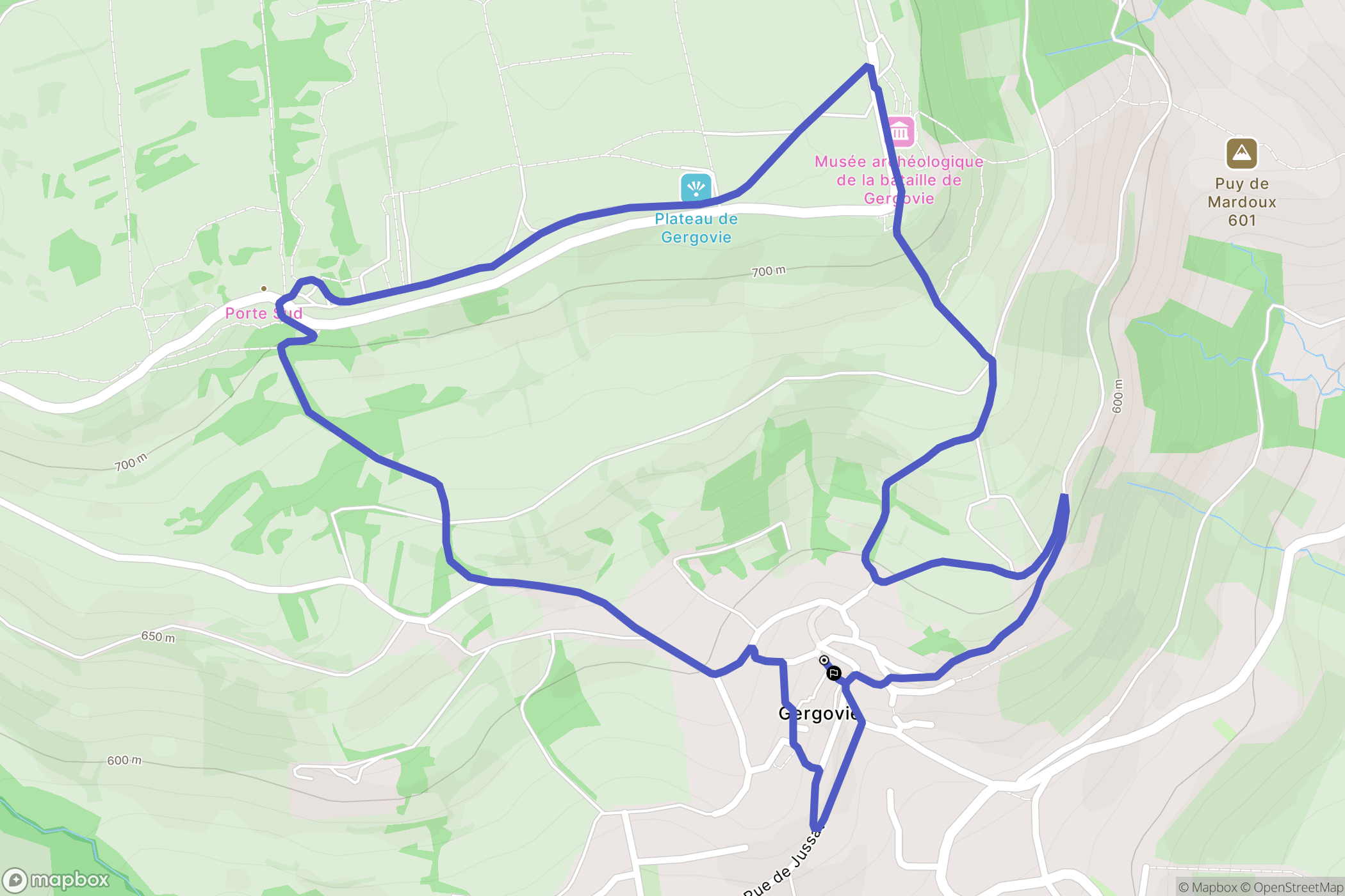 La Roche-Blanche : carte du parcours de randonnée - France