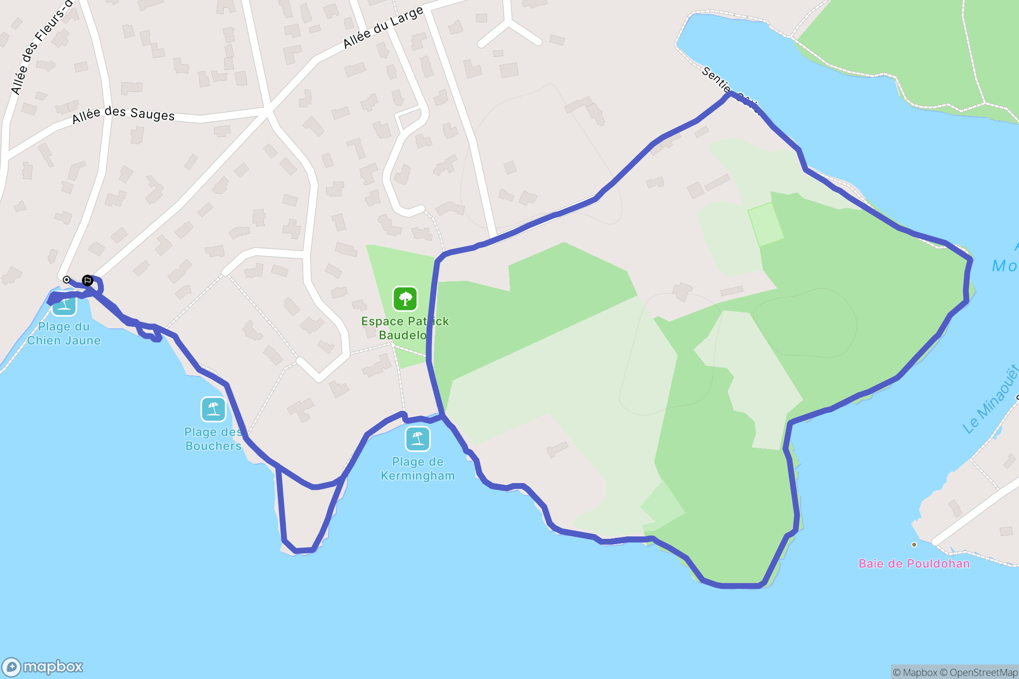 Concarneau : carte du parcours de randonnée - France